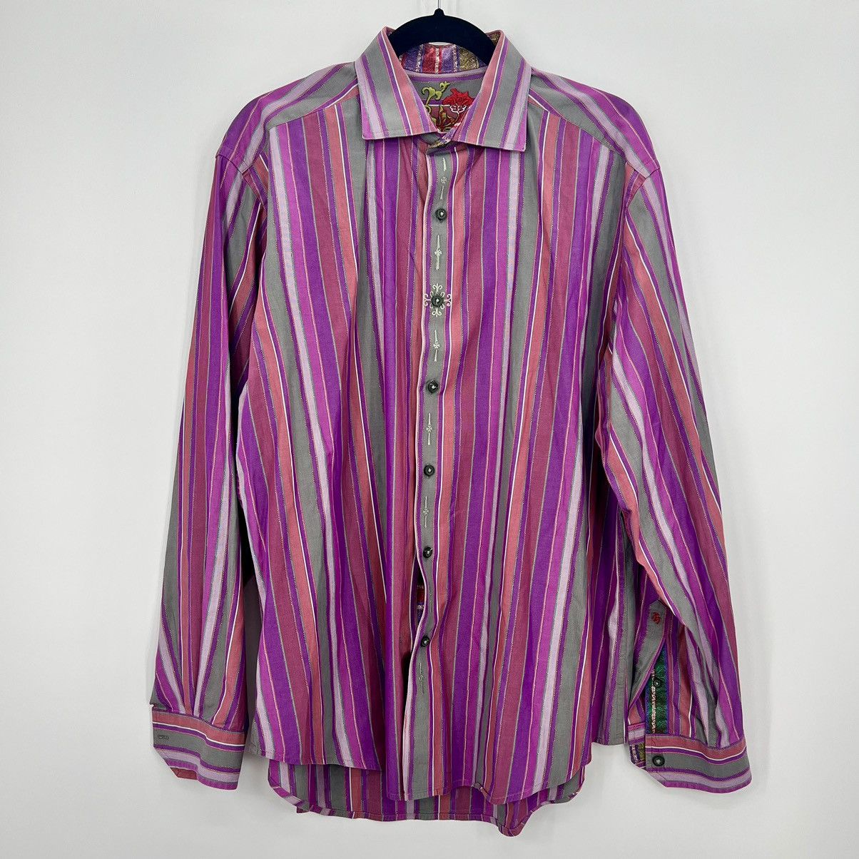 Robert Graham Men Button Dress Shirt Striped Long Sleeve