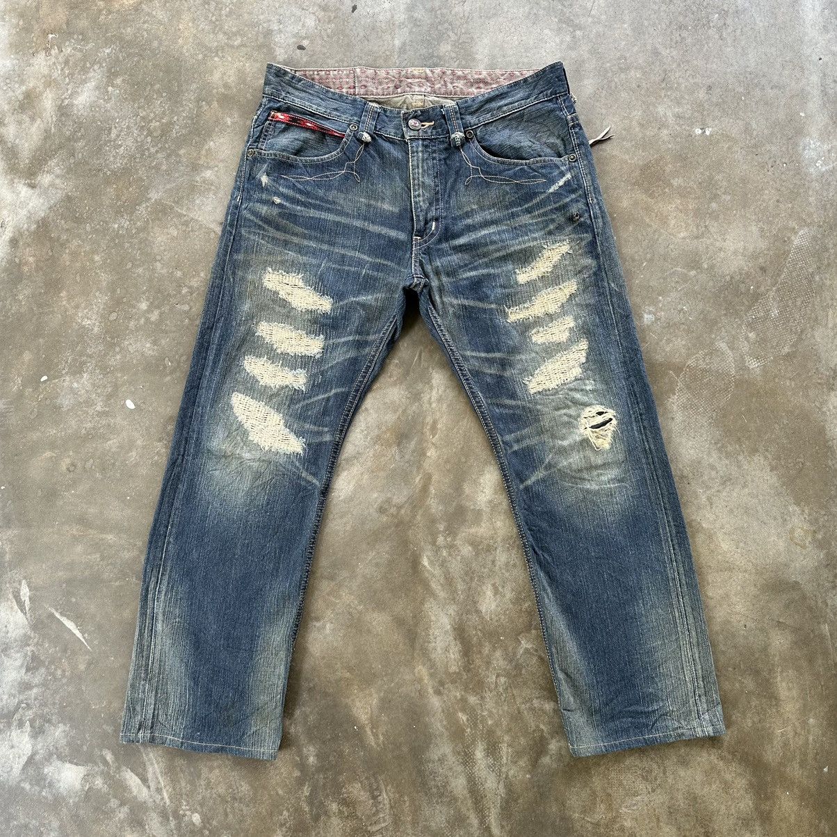 Japanese Brand Vintage Edwin XV Distressed Jean Faded Denim Pant W36 Size US 36 / EU 52 - 1 Thumbnail