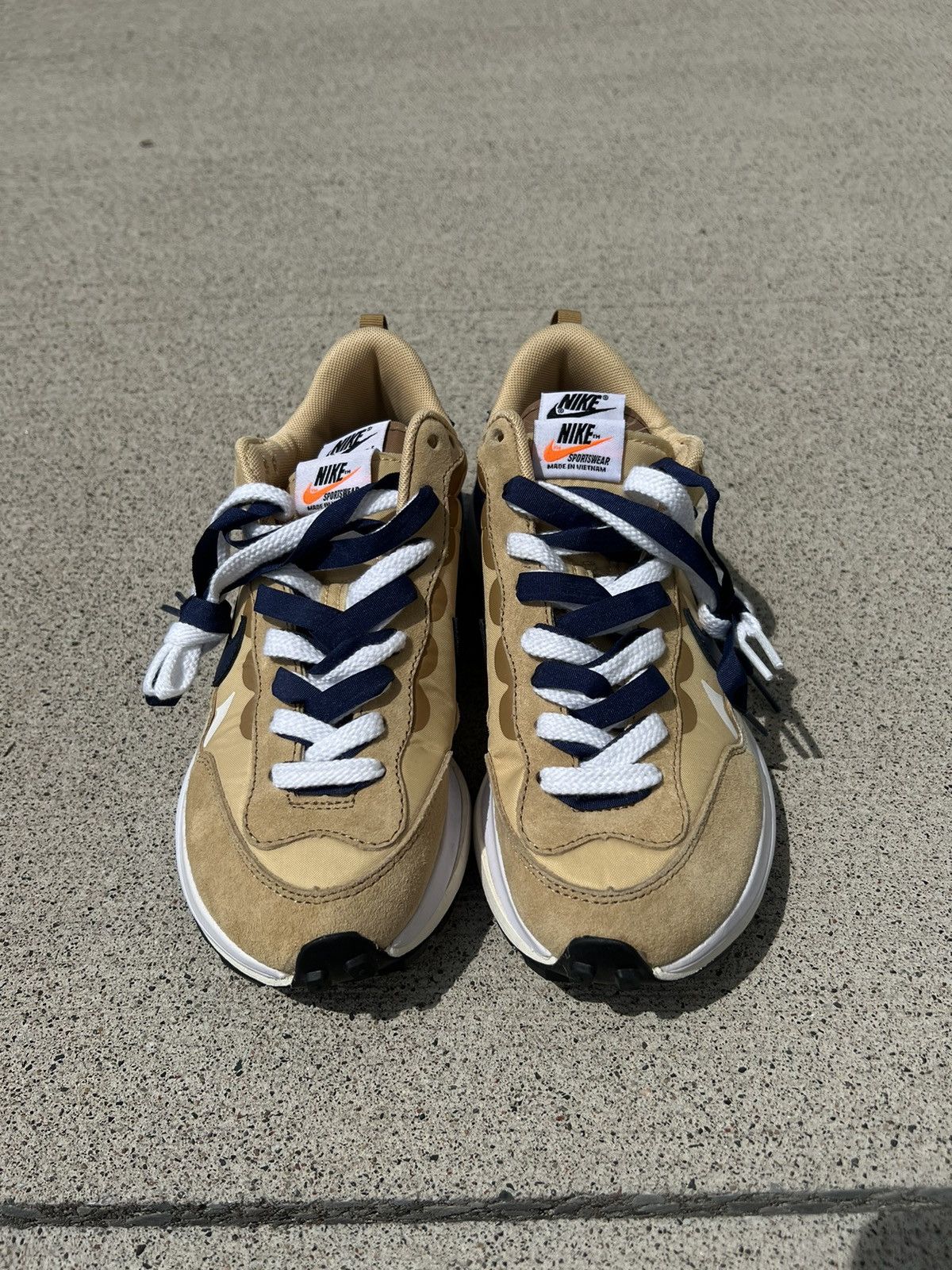 Nike × Sacai Nike X Sacai vaporwaffle Mens “Sesame Blue Void” Size US 7.5 / EU 40-41 - 2 Thumbnail