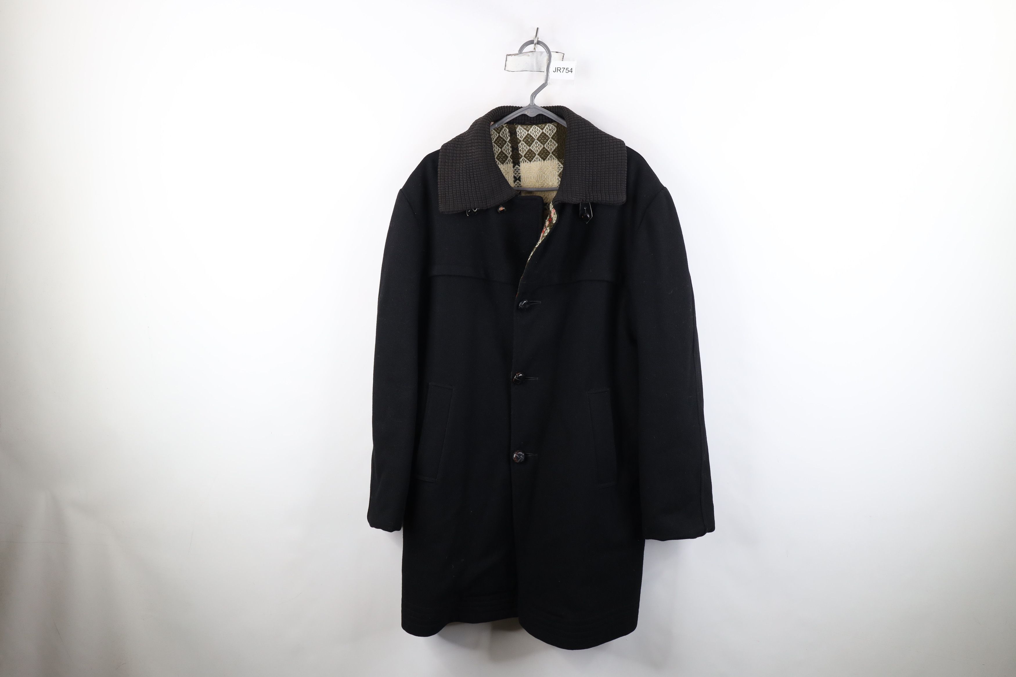 Vintage Vintage 50s Union Wool Button Down Collared Jacket Black USA Size US XL / EU 56 / 4 - 1 Thumbnail