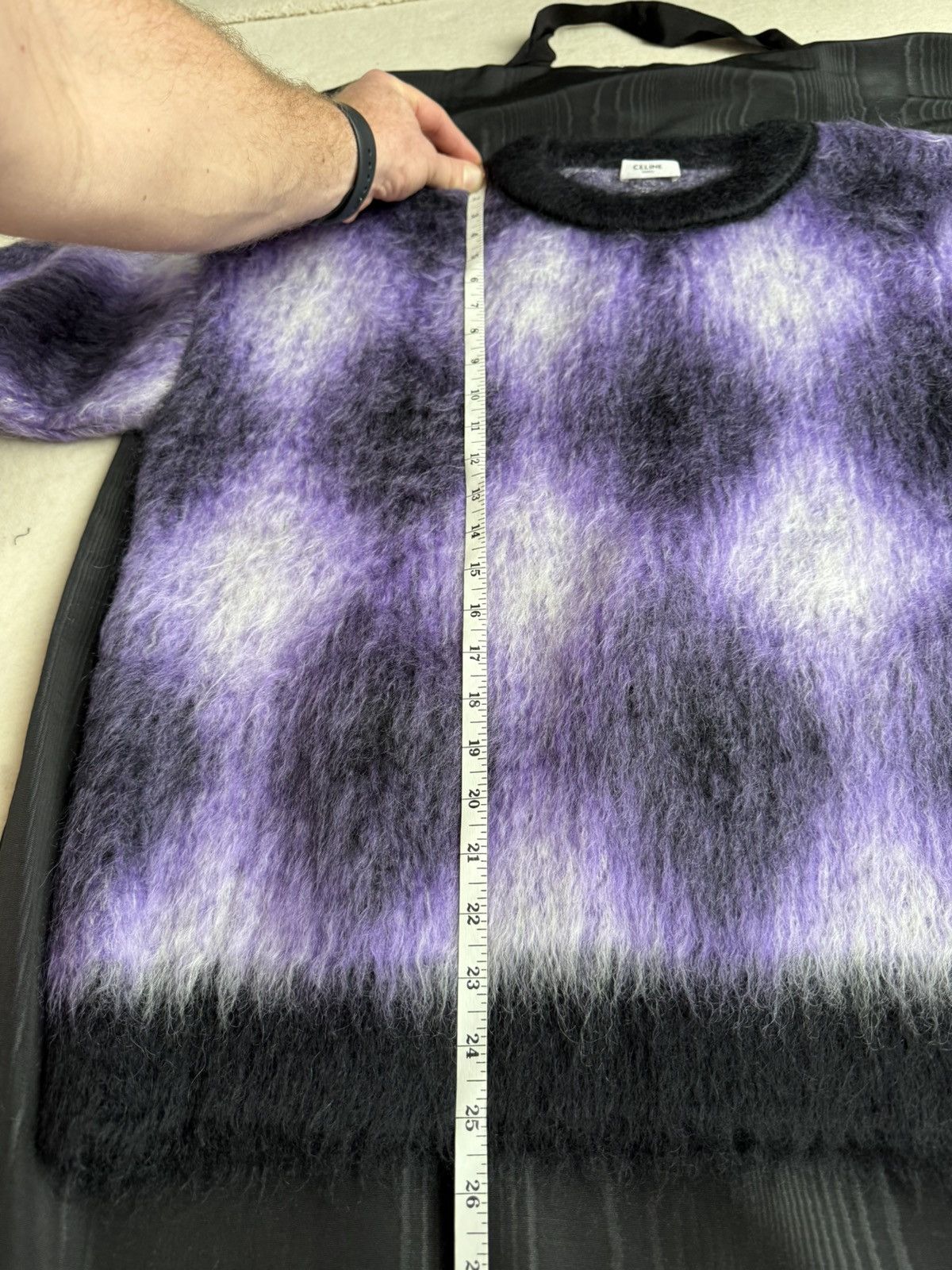 Celine $1.4k FW22 Celine argyle mohair blend fuzzy sweater M Hedi Size US M / EU 48-50 / 2 - 6 Thumbnail