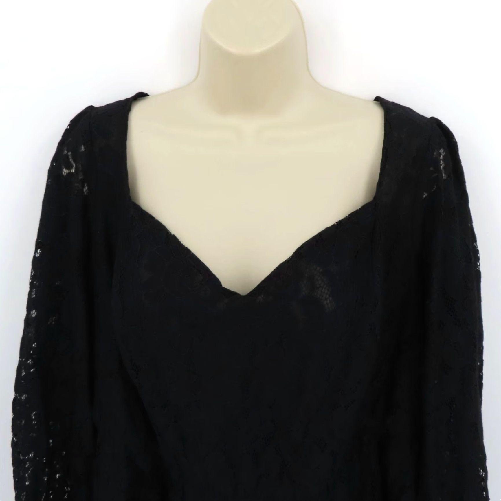 Torrid Torrid Blouse Shirt Women Large Black Floral Lace Sweetheart Neck Top Waist Elastic Puff Nylon Lace Floral Vintage No Size L / US 10 / IT 46 - 2 Thumbnail