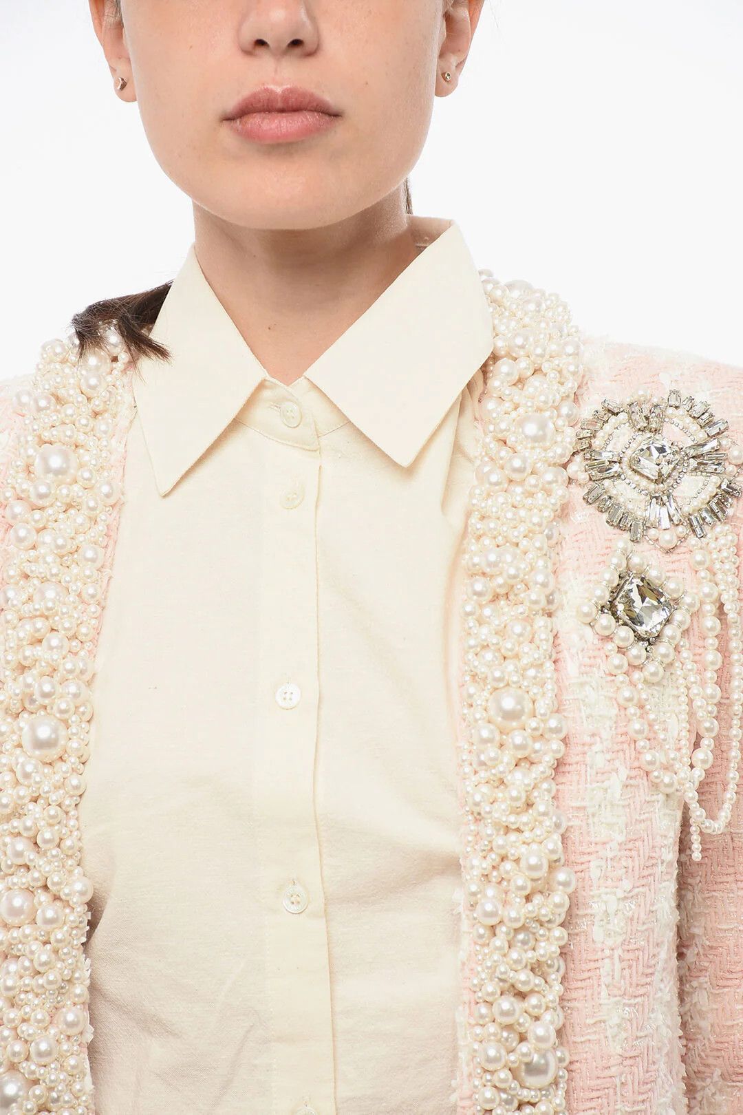 Balmain og1mm0326 Tweed Open-Front Jacket in Pink Size XS / US 0-2 / IT 36-38 - 3 Thumbnail