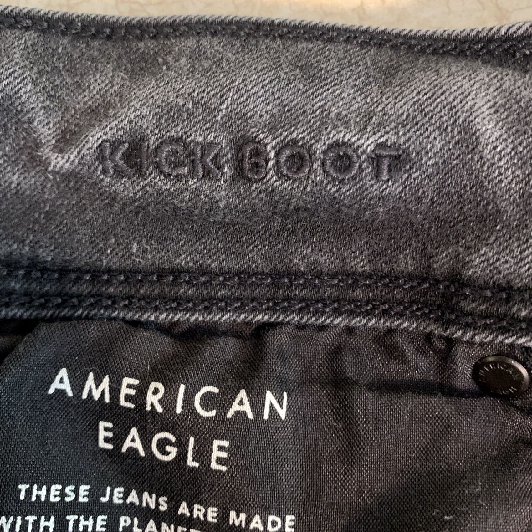 American Eagle Outfitters American Eagle Kickboot Jeans Womens Size 12 Regular Black Stretch Denim Bootcut Vintage Y2K Size 34" / US 12 / IT 48 - 4 Thumbnail