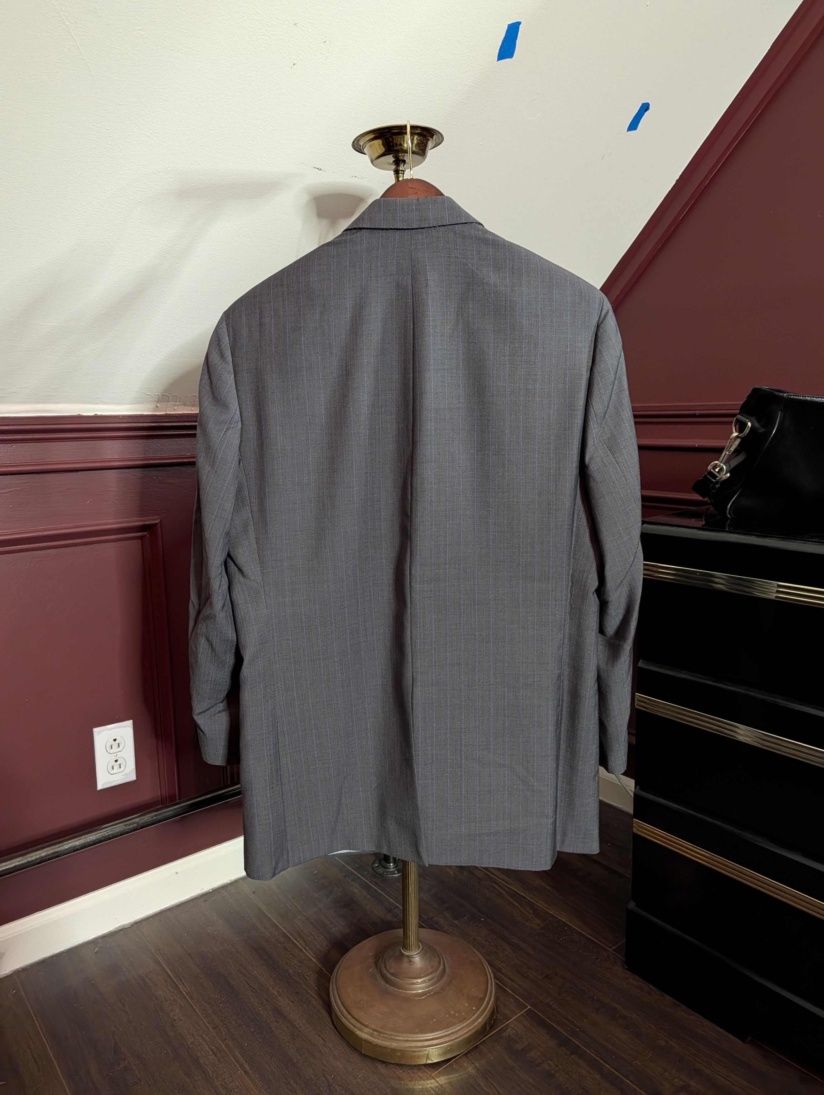 Samuelsohn Italian Super 110s wool gray pinstriped jacket 42R Size 42R - 7 Thumbnail
