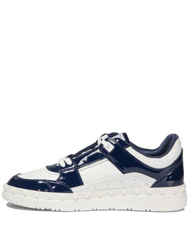 Valentino o1s22i1n1224 Patent Leather Low-Top Sneakers in White Blue Size US 8 / EU 41 - 3 Thumbnail
