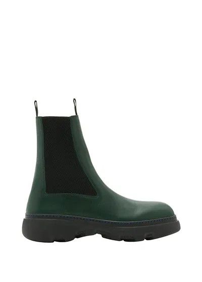 Burberry o1w1db10125 Leather Creeper Chelsea Boots in Dark Green Size US 7.5 / IT 37.5 - 1 Thumbnail