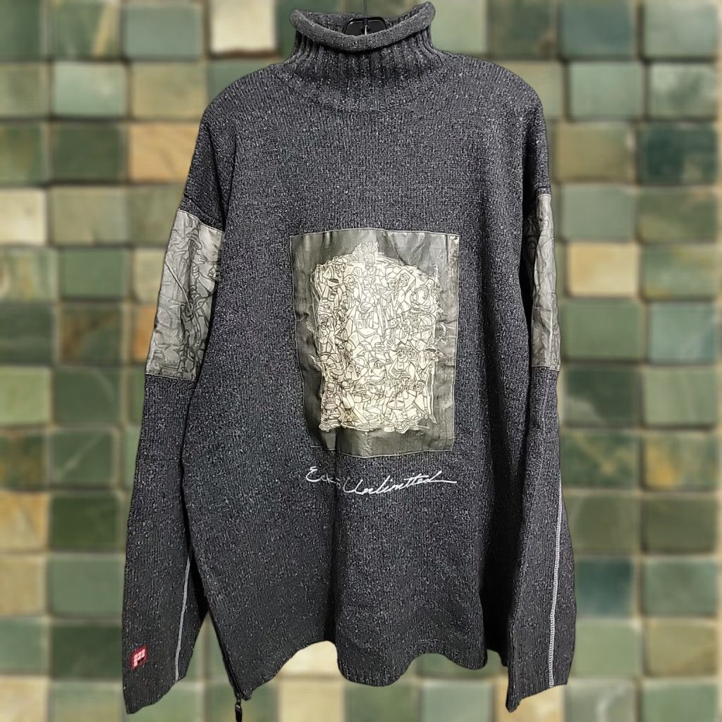 Vintage VINTAGE Ecko Unltd CRISP Sweater Gray Mock Neck 3XL Mens Pullover Embroidered Logo 90s Hip Hop Size US XXL / EU 58 / 5 - 1 Thumbnail