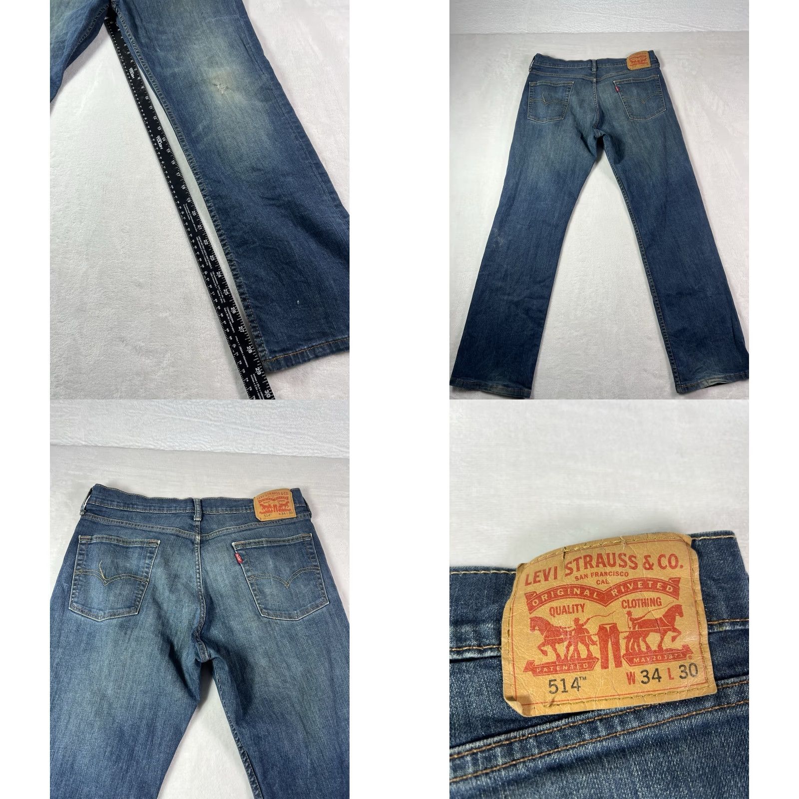 Levi's VINTAGE Levi's 514 Jeans Men Regular 34x30 Blue Dark Wash Denim Straight 90s Logo USA Size US 34 / EU 50 - 8 Thumbnail