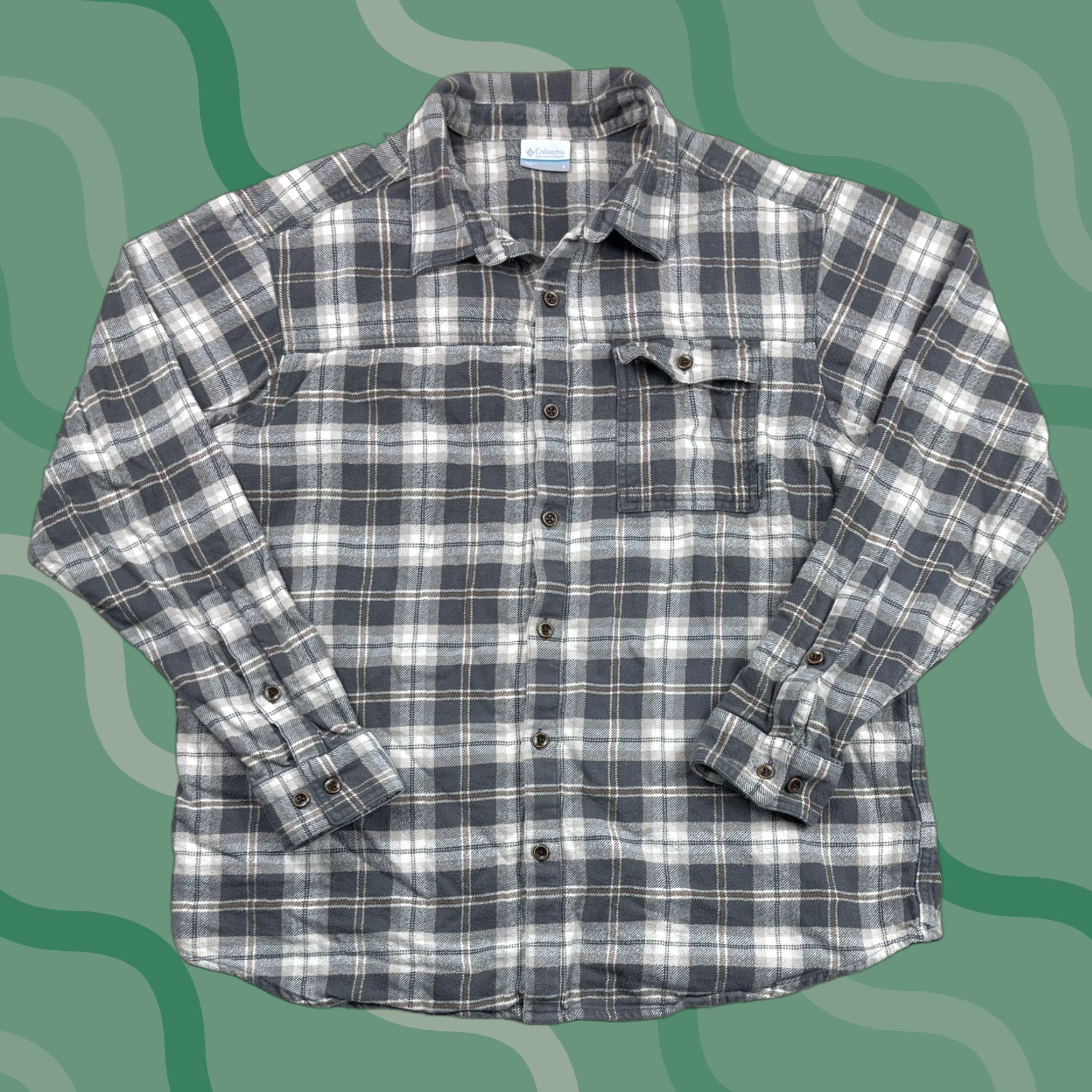 Vintage Columbia Shirt Mens Button-Up Plaid Flannel Gray Regular Fit Long Sleeve L Casual Vintage No Size US L / EU 52-54 / 3 - 1 Thumbnail