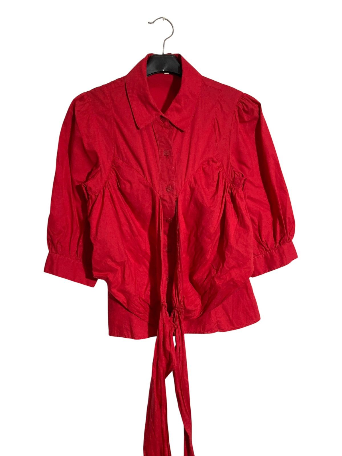 Kenzo 🇫🇷 Vintage Kenzo Blouse Top Women With Tie Front Red Luxury Size S / US 4 / IT 40 - 10 Thumbnail