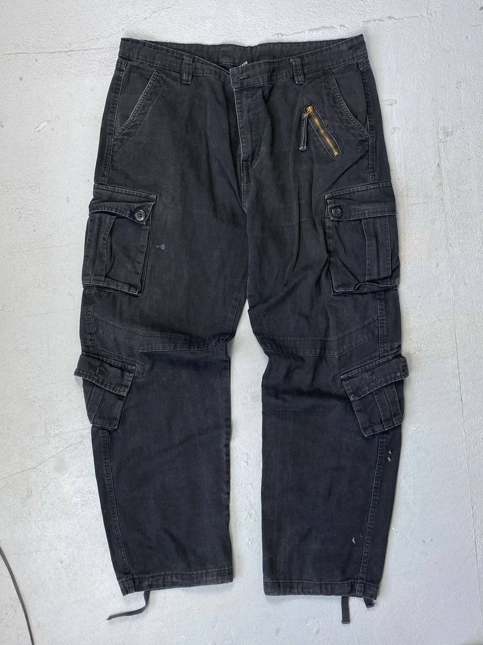Jean × Vintage Crazy Vintage 90s Carhartt Style Baggy Black Cargo Pants Size US 36 / EU 52 - 1 Thumbnail