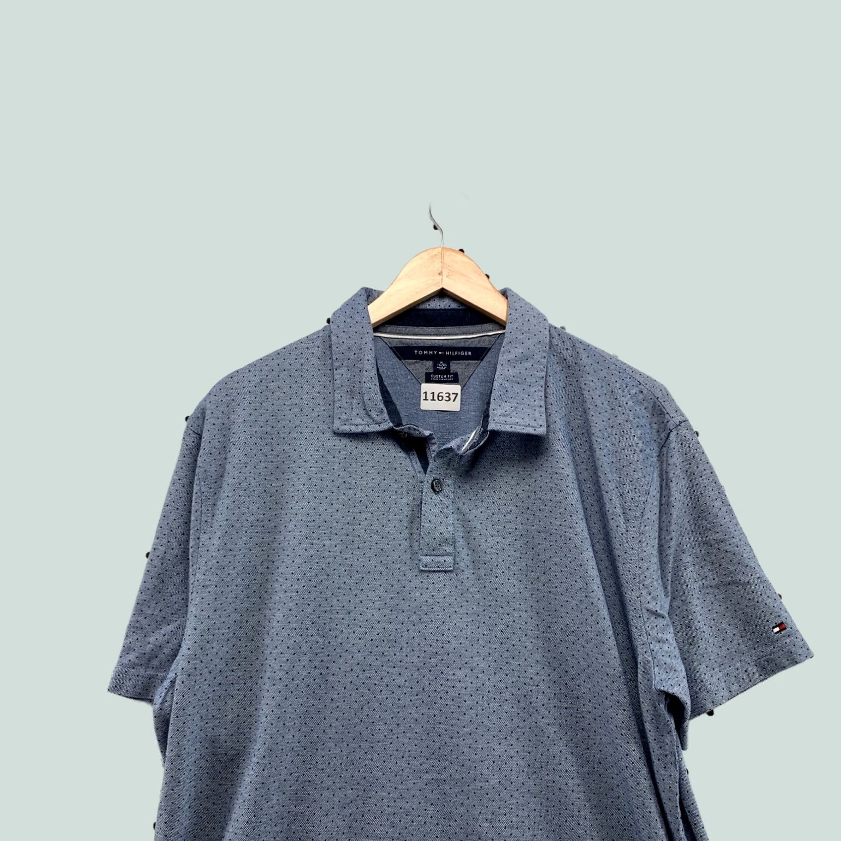 Tommy Hilfiger Tommy Hilfiger Polo Shirt Mens XL Blue Polka Dot Short Sleeve Casual Custom Fit Shirt Size US XL / EU 56 / 4 - 1 Thumbnail