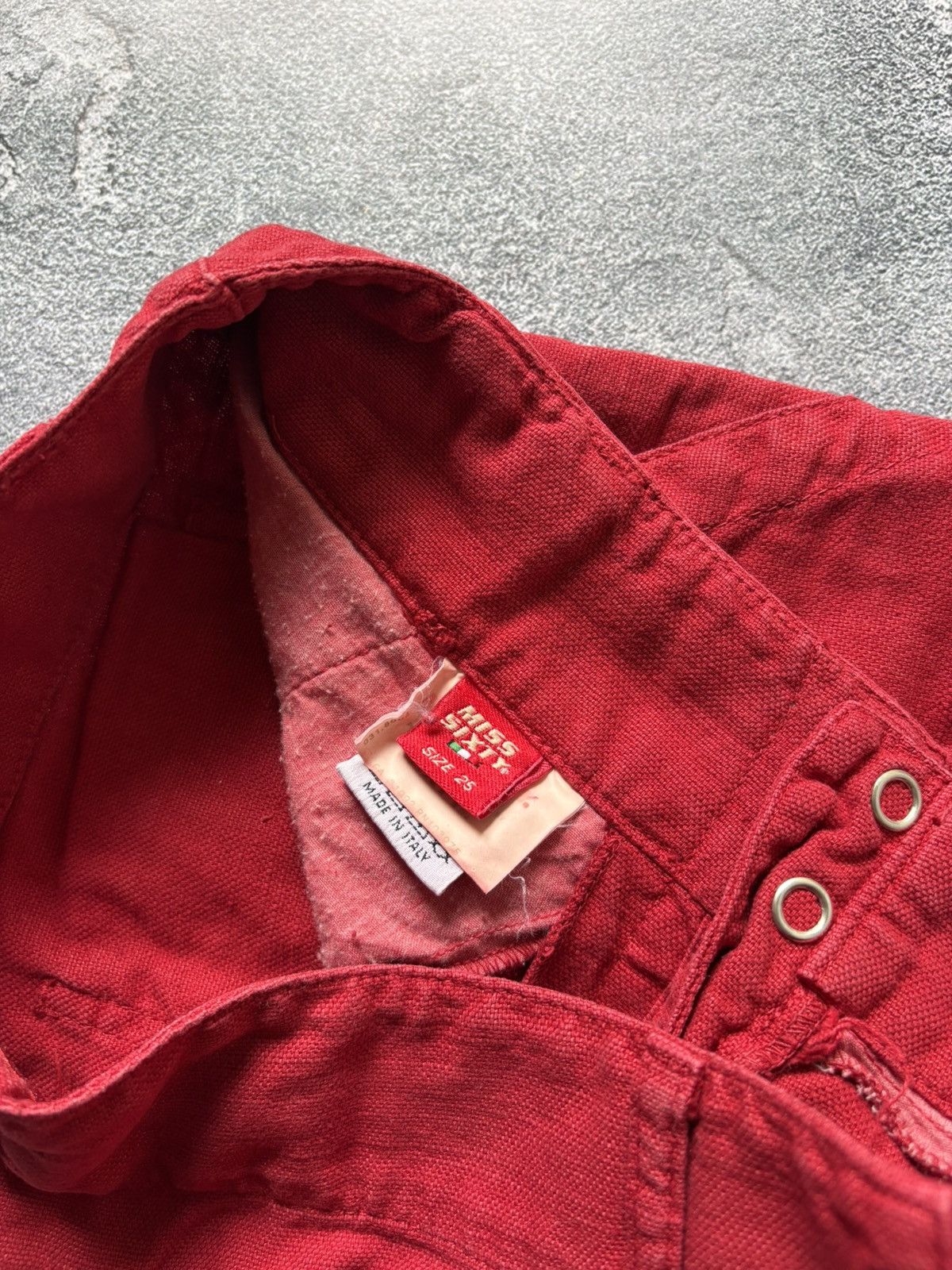 Miss Sixty Vintage 00s Miss Sixty Y2K Cotton Linen Red Wide Leg Pants Size 25" / US 0 / IT 36 - 9 Thumbnail
