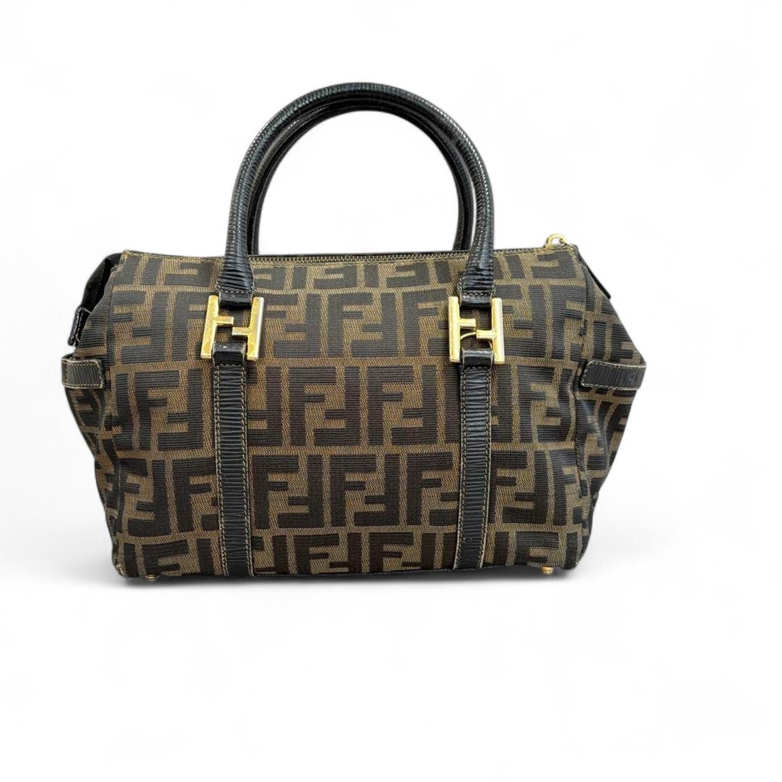 Fendi Fendi - Monogram Canvas Handbag with Leather Handles Size ONE SIZE - 2 Thumbnail