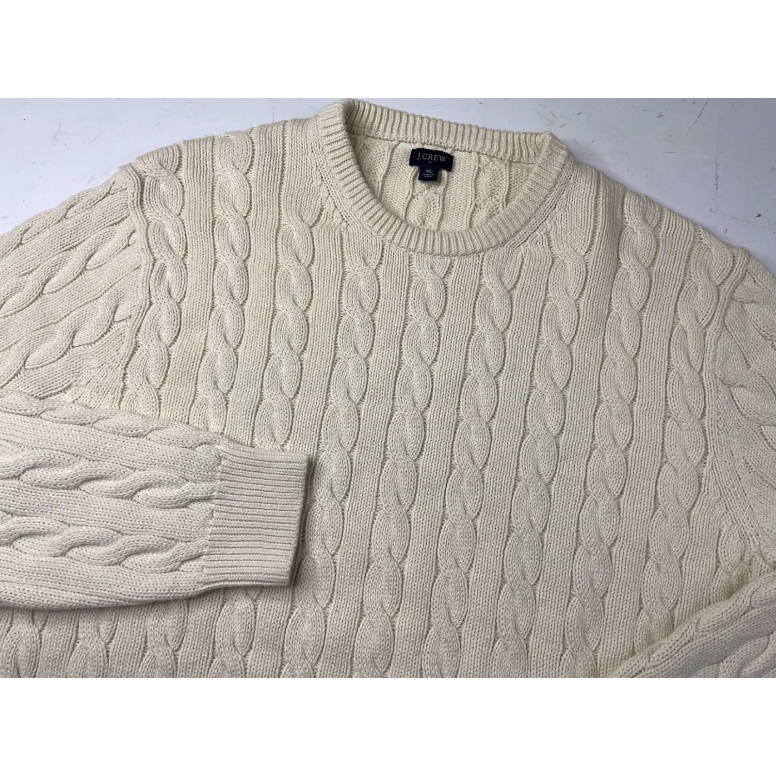 J.Crew VINTAGE J.CREW Cotton Cable Knit Crewneck Sweater Ivory Men’s XL BB696 Fisherman Shirt Pullover Long Sleeve Knit Style Classic Solid Pattern Size US XL / EU 56 / 4 - 2 Thumbnail