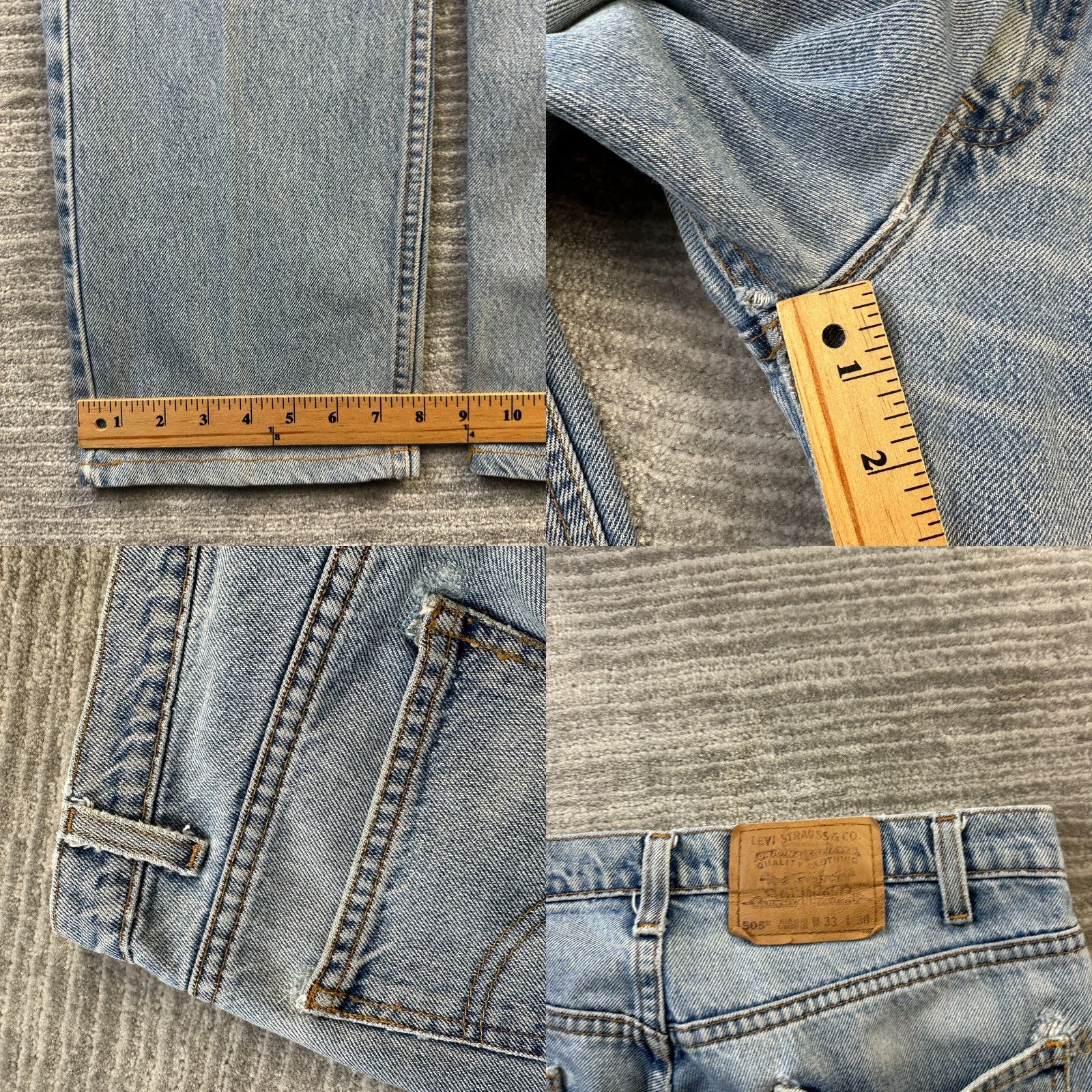Levi's VINTAGE Levi's Jeans Mens 33x30 505 Blue Denim Faded 1997 Orange Tab Jeans Mens 33 Regular Blue 90s Cowboy Distressed 5-Pocket Levi's 505 Mens Jeans Size US 33 - 8 Thumbnail