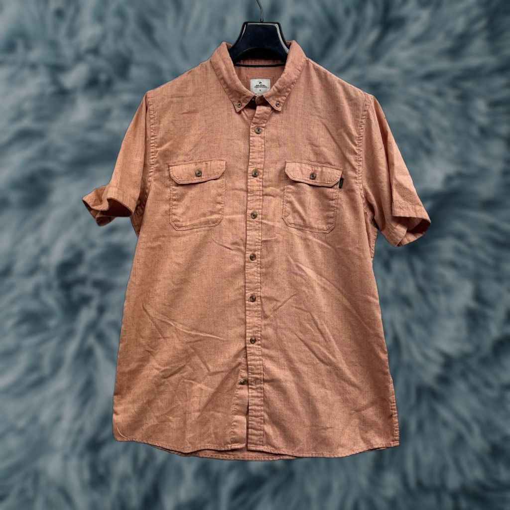 Rip Curl RIP CURL Shirt Button-Up Orange Cotton Short Sleeve - Large - Pockets Mens Size US L / EU 52-54 / 3 - 1 Thumbnail
