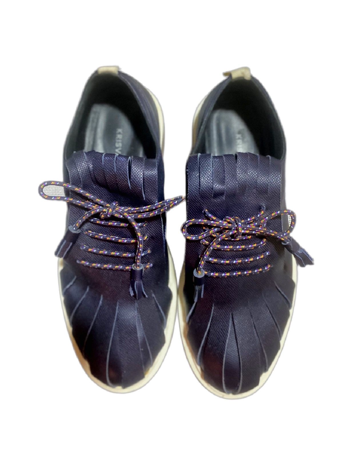 Kris Van Assche KRISVANASSCHE Navy Fringed Tongue Derby Shoes – SUPER RARE Size US 8 / EU 41 - 2 Thumbnail