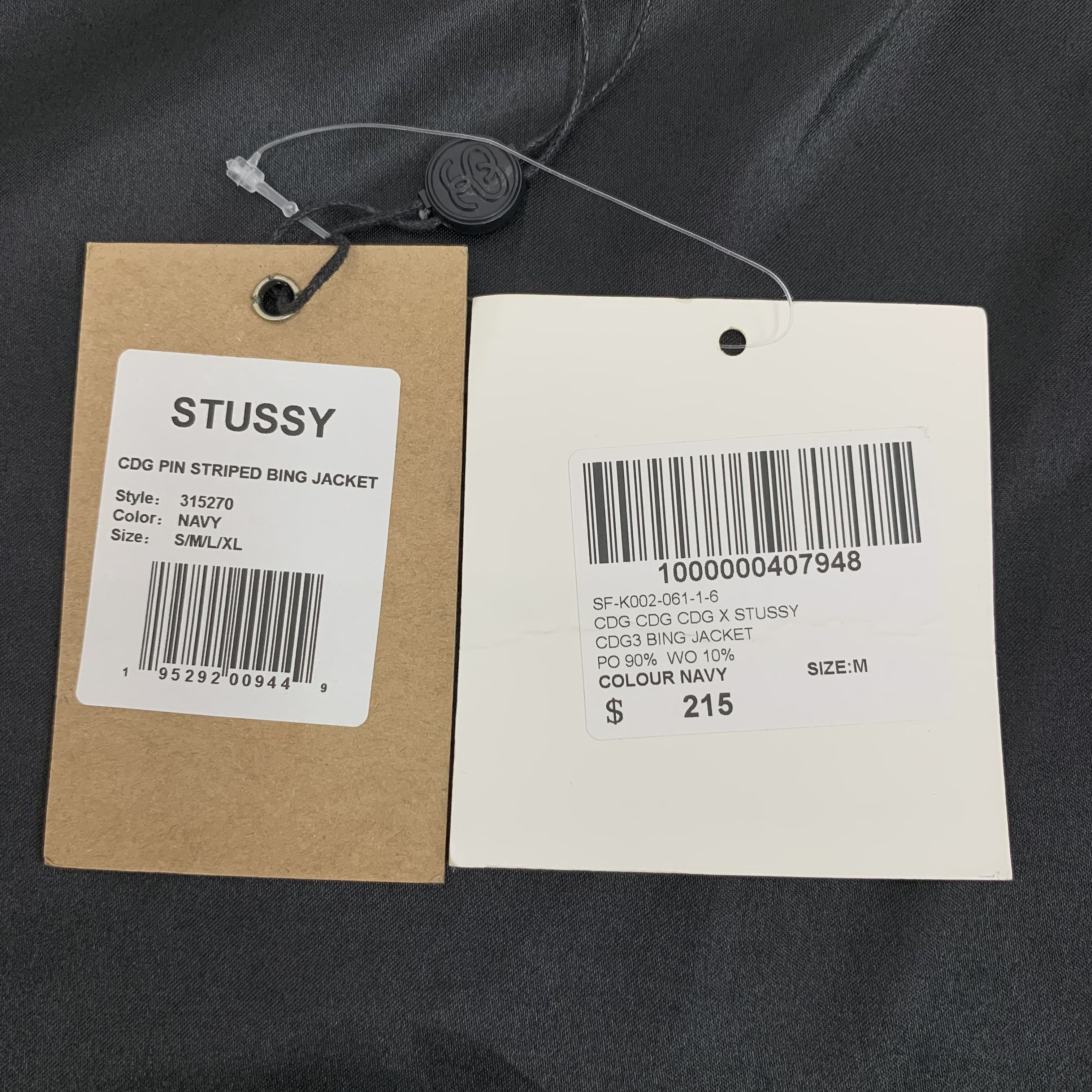 Stussy Stussy x CDG Stripe Logo Zip Jacket Navy (M) Size US M / EU 48-50 / 2 - 8 Thumbnail