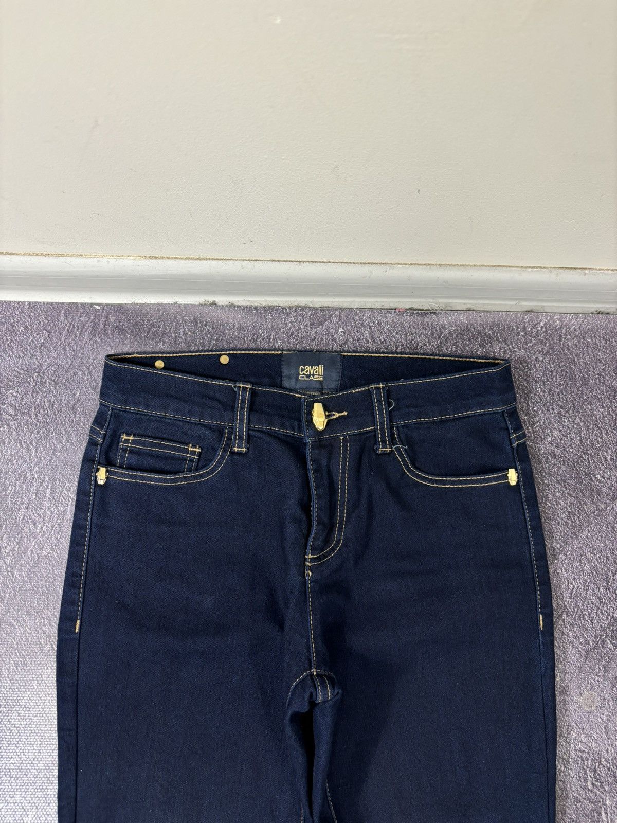 Cavalli Class Roberto Cavalli Class Women’s Rhinestones Navy Denim Jeans Size 26" / US 2 / IT 38 - 10 Thumbnail
