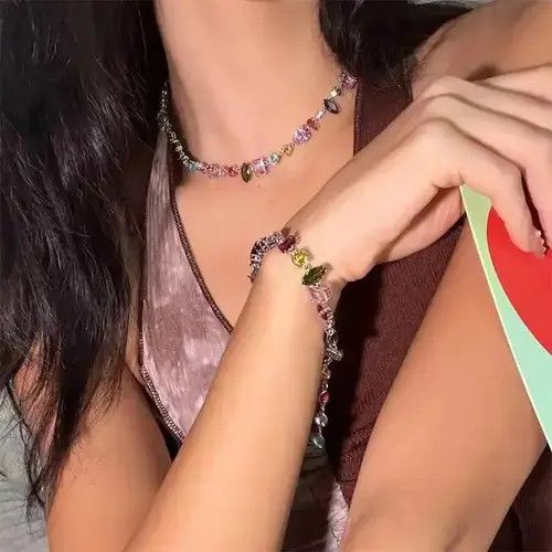 Jewelry Colorful Crystal Necklace Size ONE SIZE - 2 Thumbnail