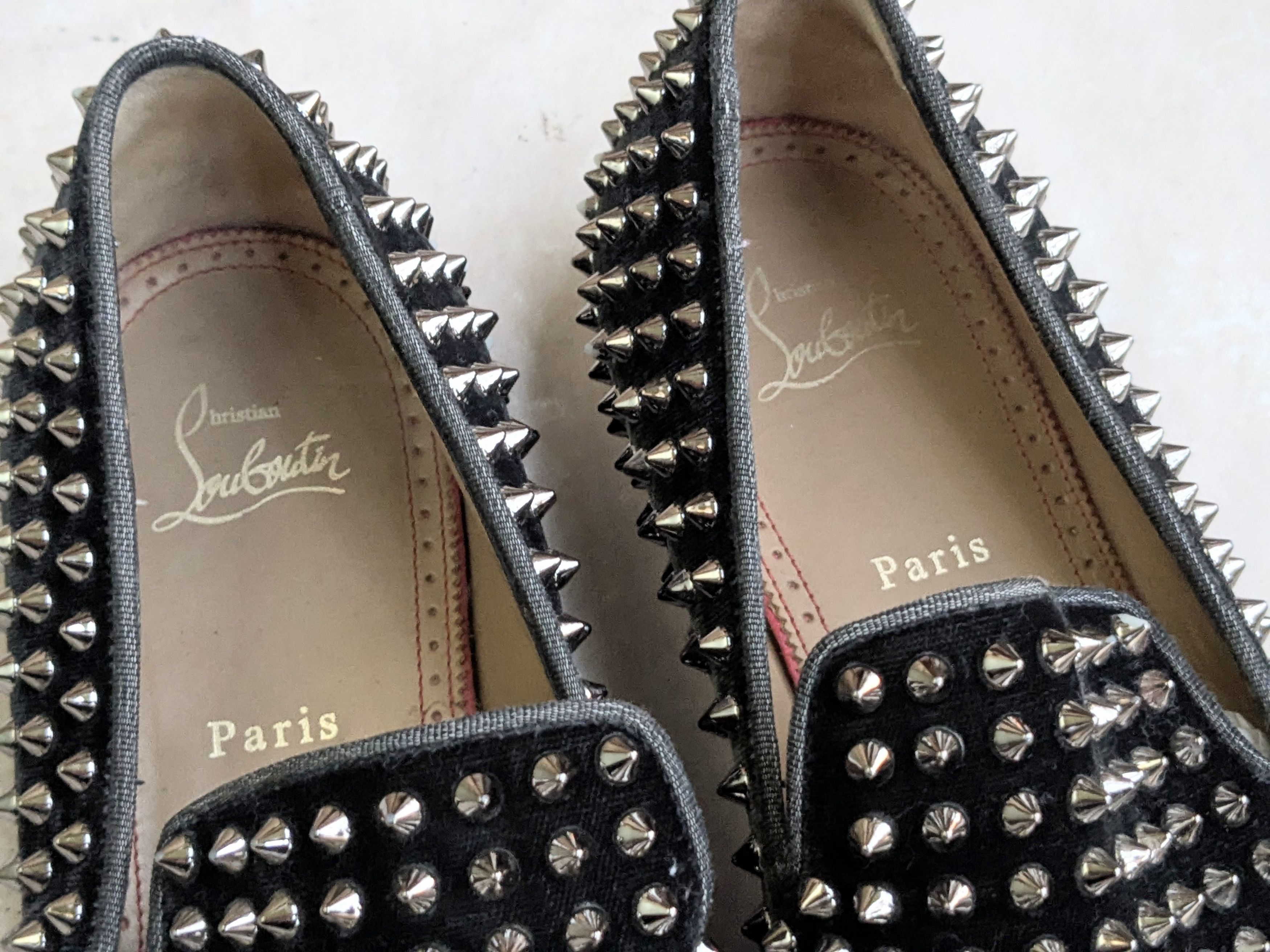 Christian Louboutin Christian Louboutin Spike Loafers Black Velvet 9.5 42.5 Size US 9.5 / EU 42-43 - 13 Thumbnail