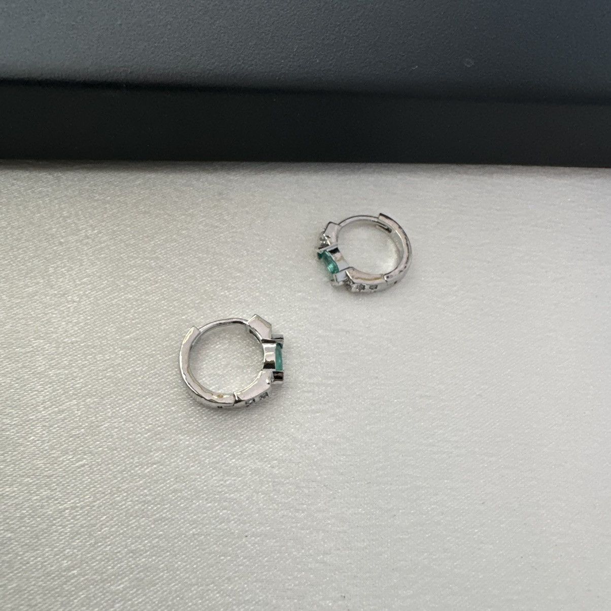 Other 13mm Zircon Small Silver Hoop Earrings for Men Women Size ONE SIZE - 2 Thumbnail