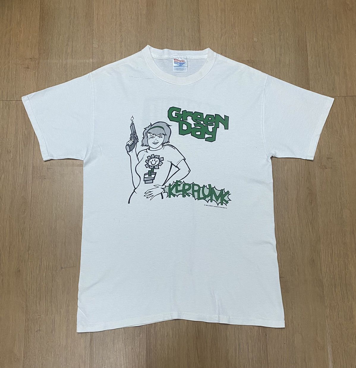 image of Hanes x Rock Band Best Offervintage 90's Green Day Kerplunk Album Tshirt in White (Size Medium)