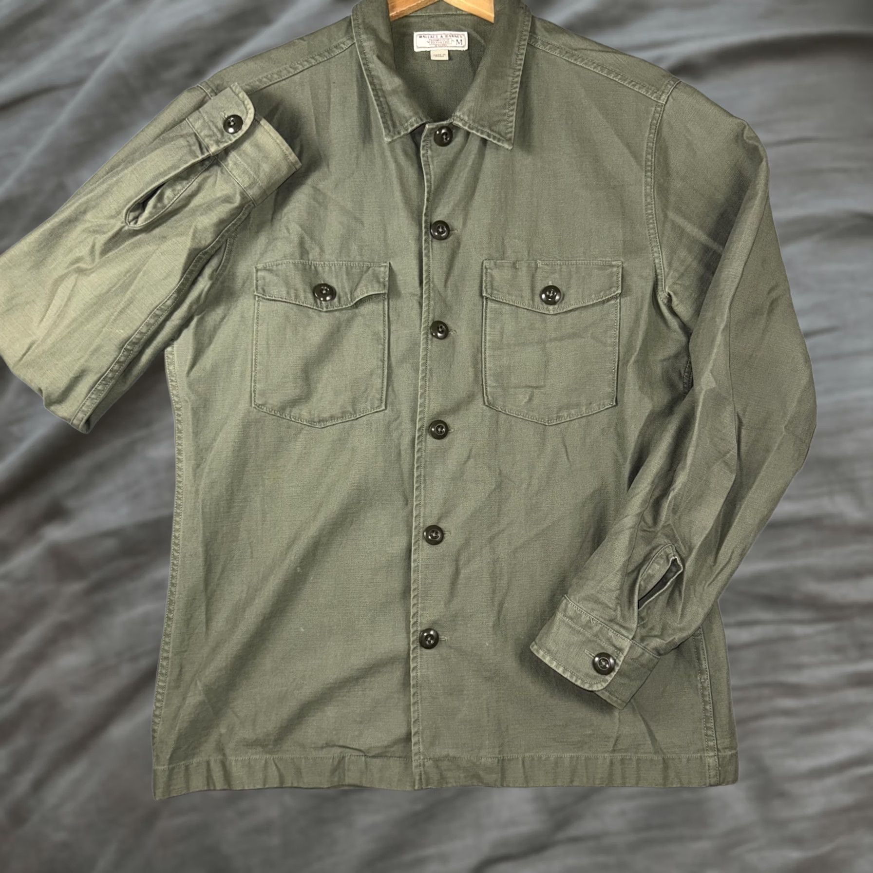 Wallace & Barnes Wallace & Barnes Green Twill Button Front Long Sleeve Shirt Mens Medium Workwear Size US M / EU 48-50 / 2 - 1 Thumbnail