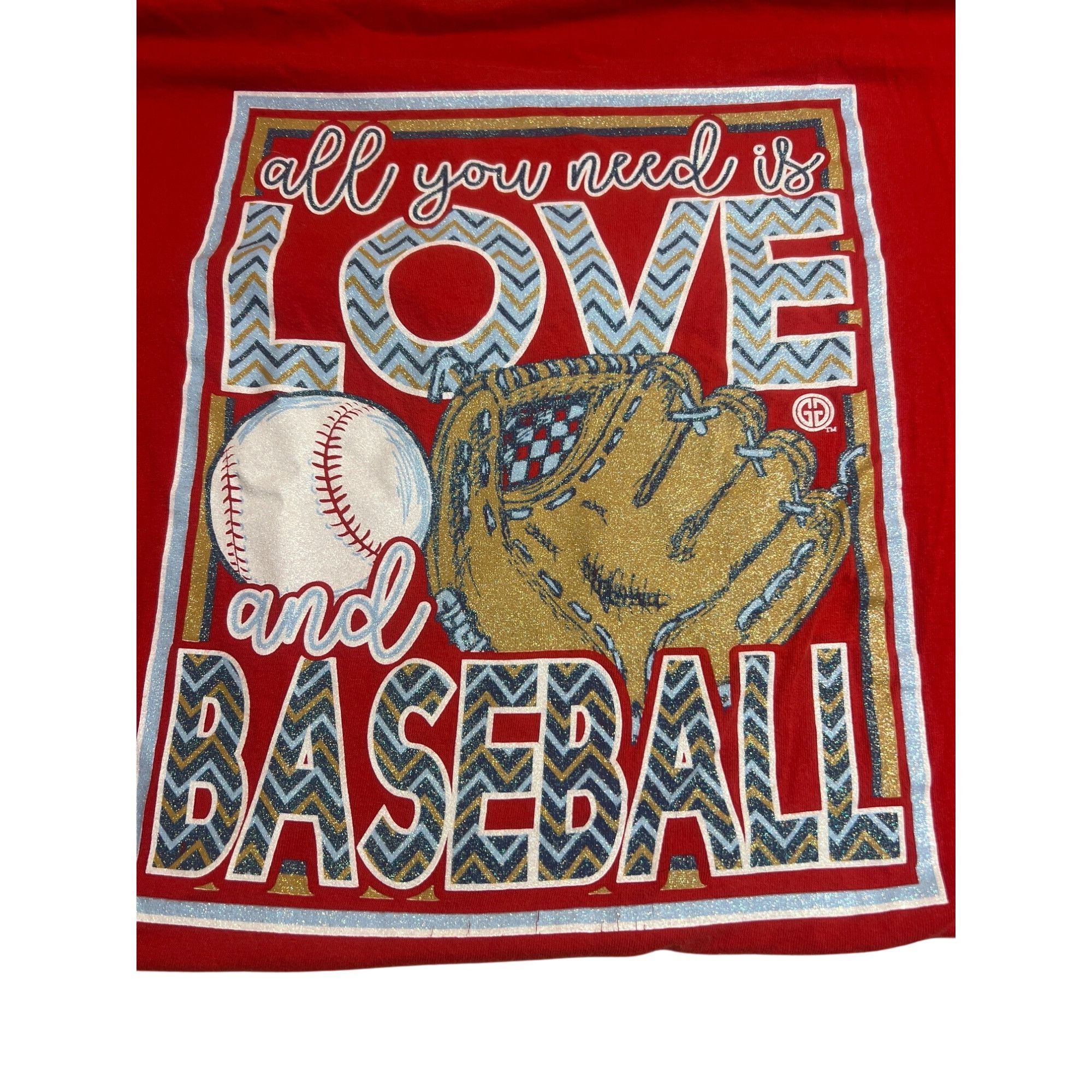 Gildan Girlie Girl Originals Red All You Need Is Love & Baseball Gr Size 3XL / US 20-22 - 1 Thumbnail