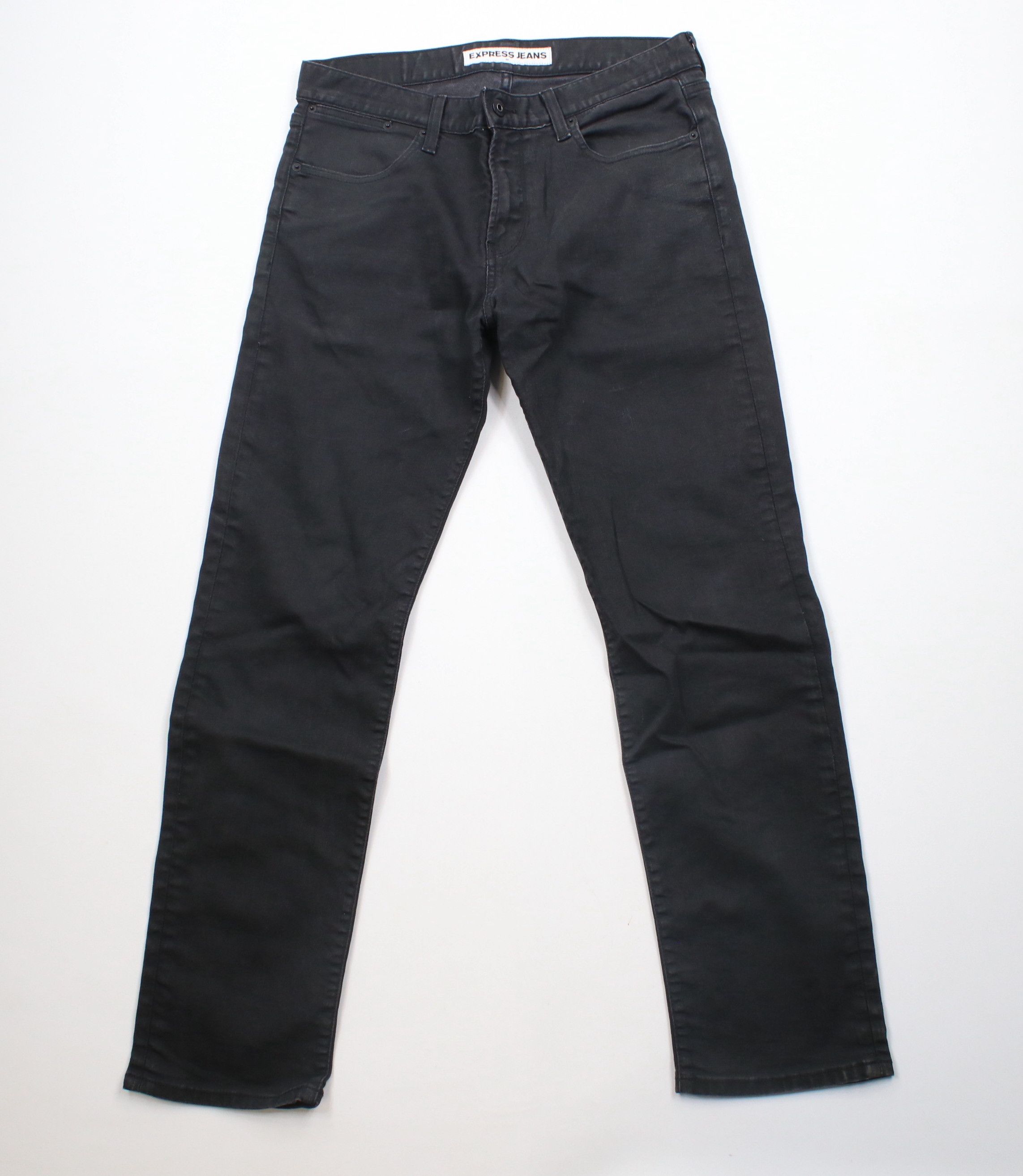Express × Vintage Express Waxed Cotton Rocco Slim Fit Straight Leg Jeans Size US 33 - 1 Thumbnail