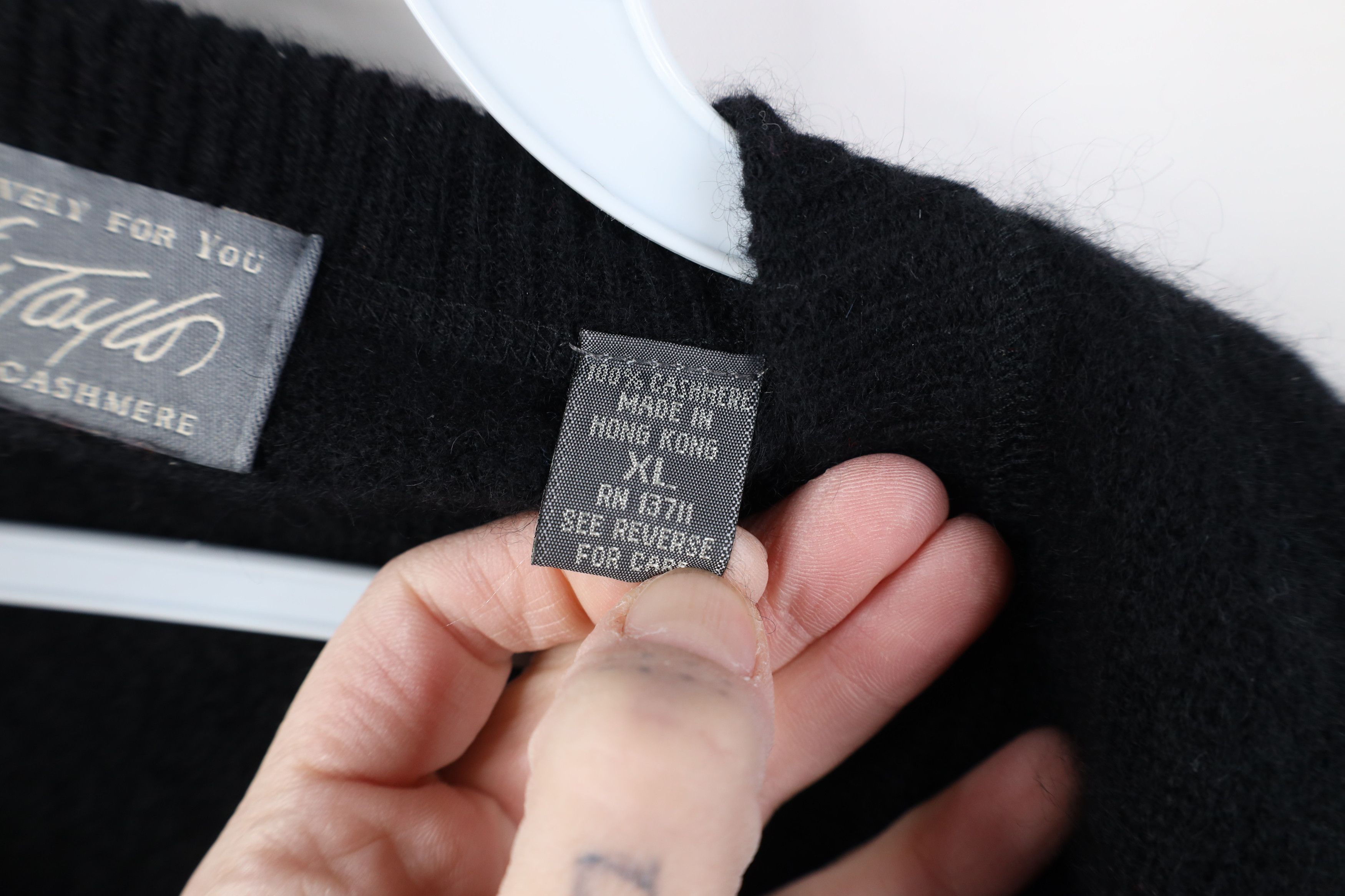 Vintage Vintage 90s Streetwear 2 Ply Cashmere Knit Sweater Black Size US XL / EU 56 / 4 - 7 Thumbnail