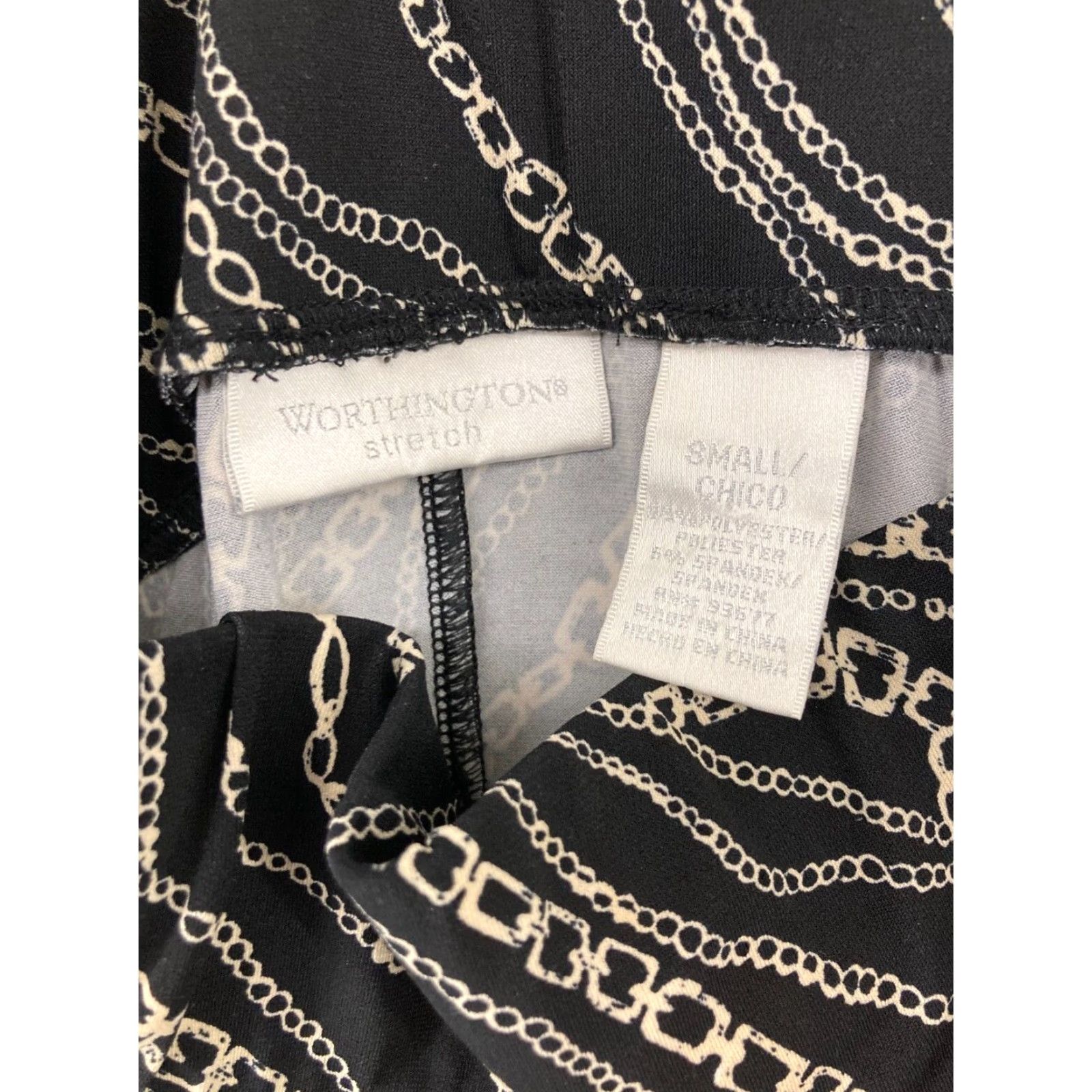 Worthington Worthington Womens Skirt Maxi Small Black Chain Pattern Size 28" / US 6 / IT 42 - 6 Thumbnail