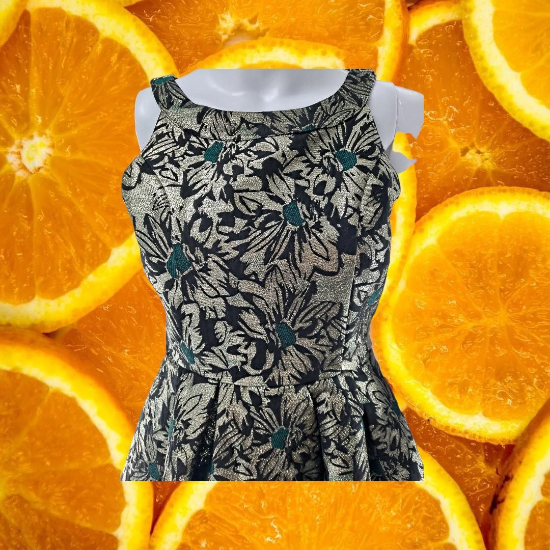 Other Kids Trixxi Girl Green with Golden Flowers Sleeveles Dress S Size ONE SIZE - 2 Thumbnail