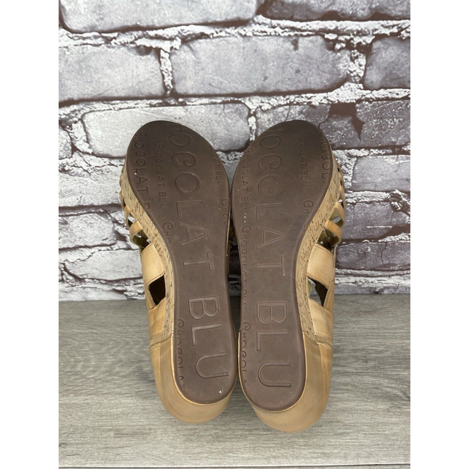 Other Chocolat Blu Web Tan Leather Woven Cork Wedge Platform Sanda Size US 9.5 / IT 39.5 - 16 Thumbnail