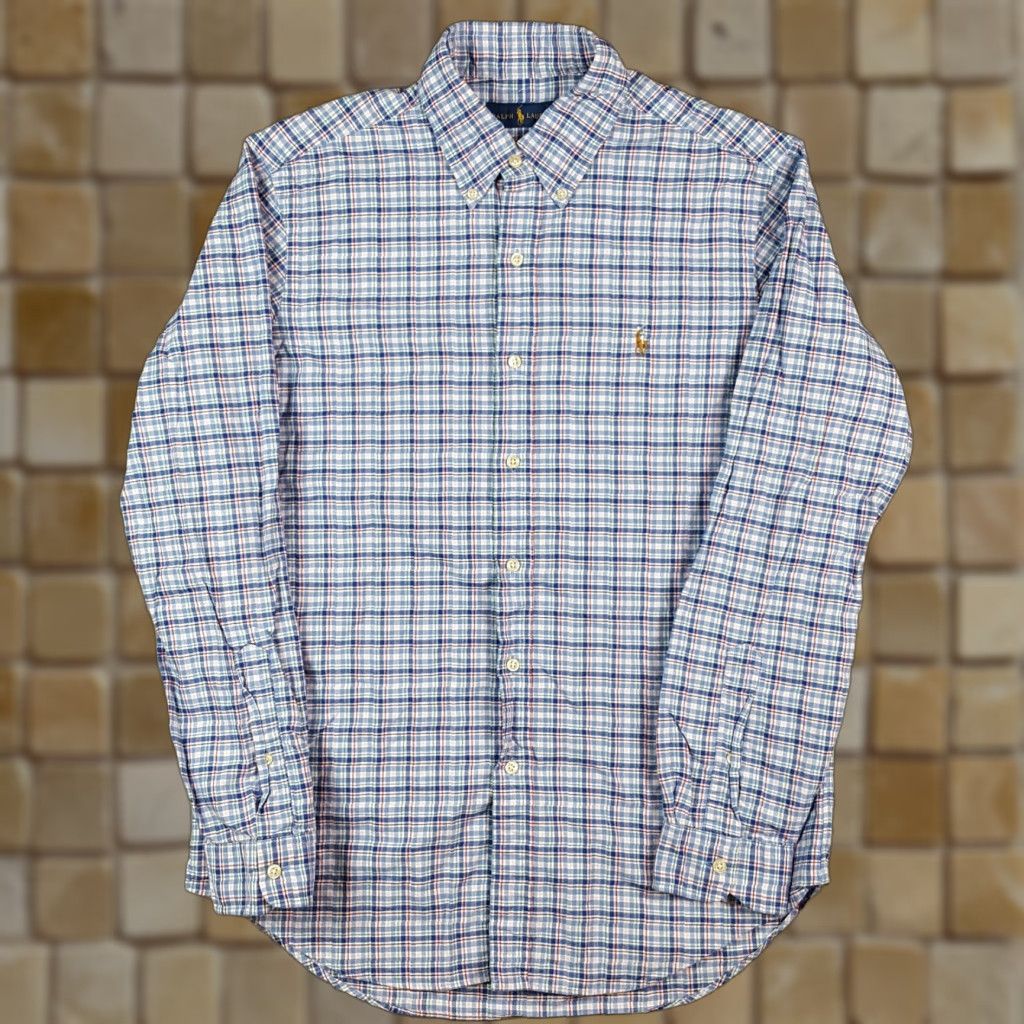Ralph Lauren VINTAGE Ralph Lauren Plaid Pony Logo Shirt Men's Medium Blue Button-Down - 90s Preppy Golf/Casual Workwear Size US M / EU 48-50 / 2 - 1 Thumbnail