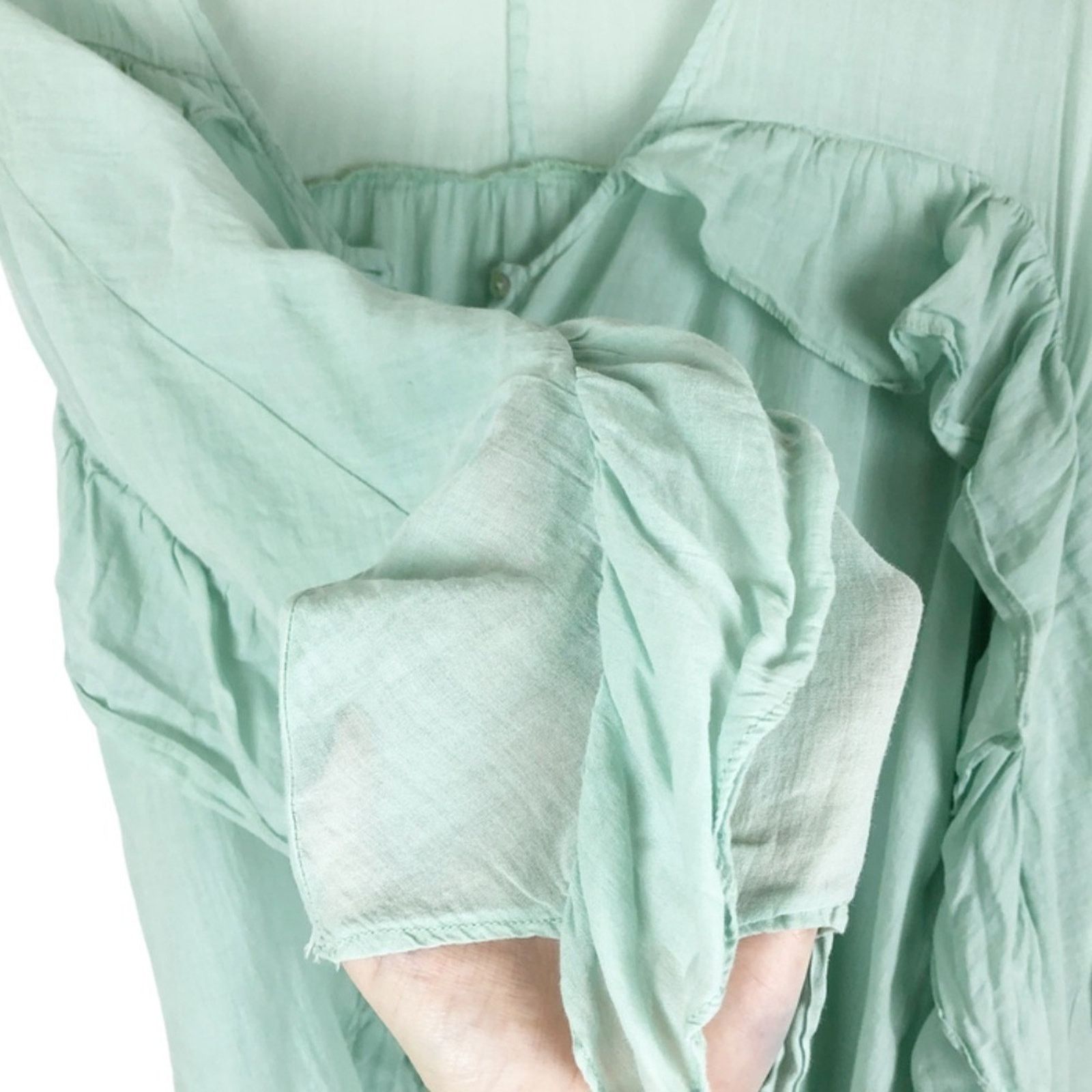Zara Zara Women’s Basic Sage Ruffle Feminine Blouse Size M / US 6-8 / IT 42-44 - 6 Thumbnail