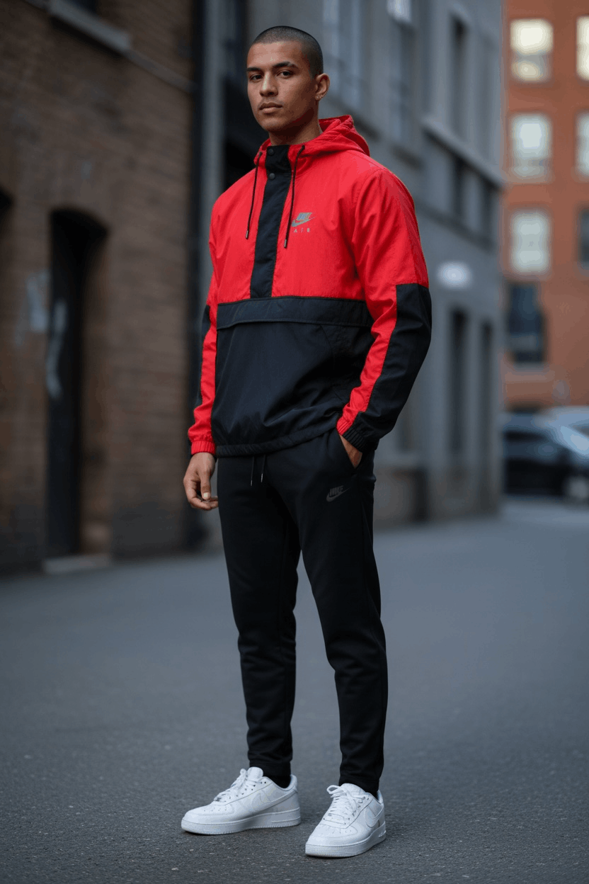 Nike Nike Air Woven Half-Zip Windbreaker Red Black M Size US M / EU 48-50 / 2 - 1 Thumbnail
