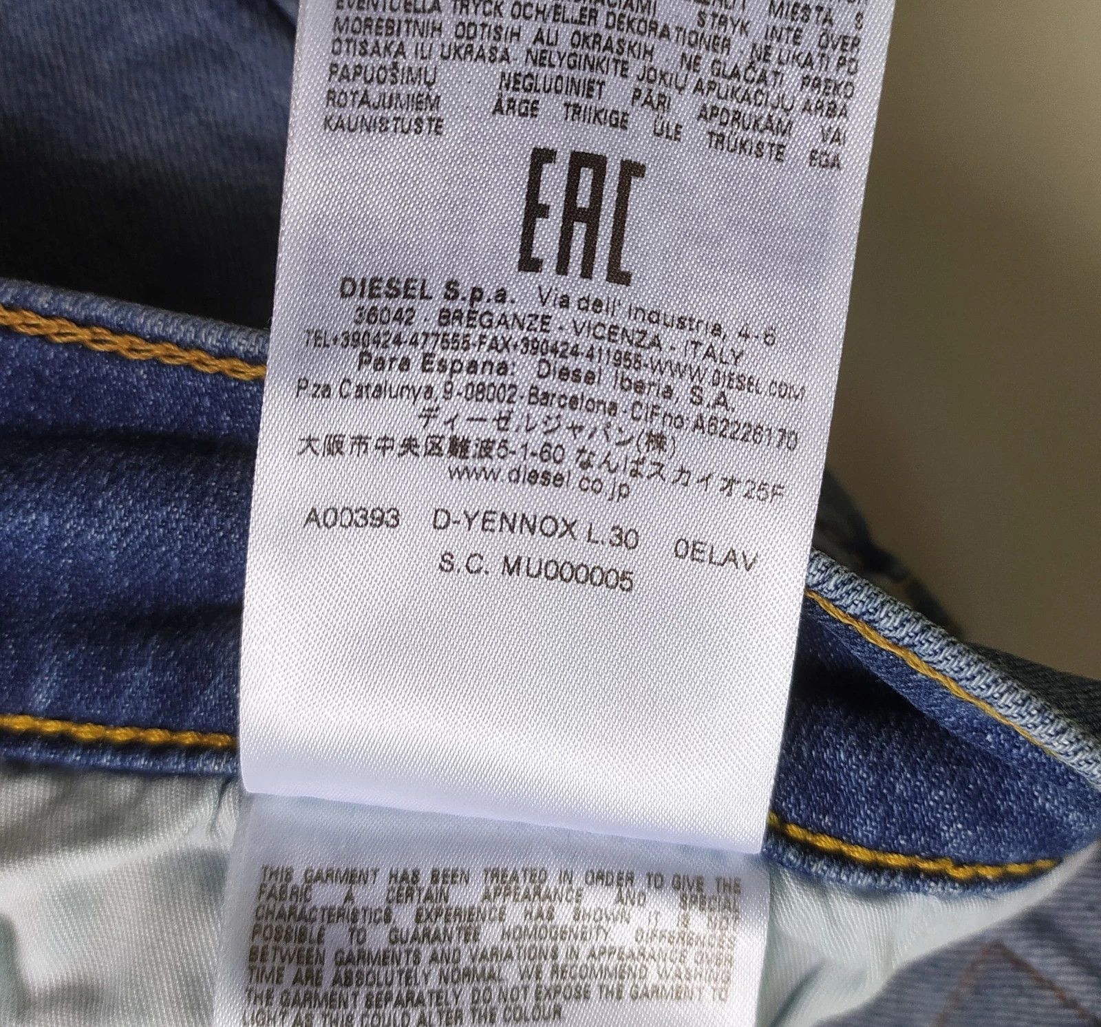 Diesel Diesel D-YENNOX L.30 MENS JEANS T/9872 Size US 34 / EU 50 - 9 Thumbnail