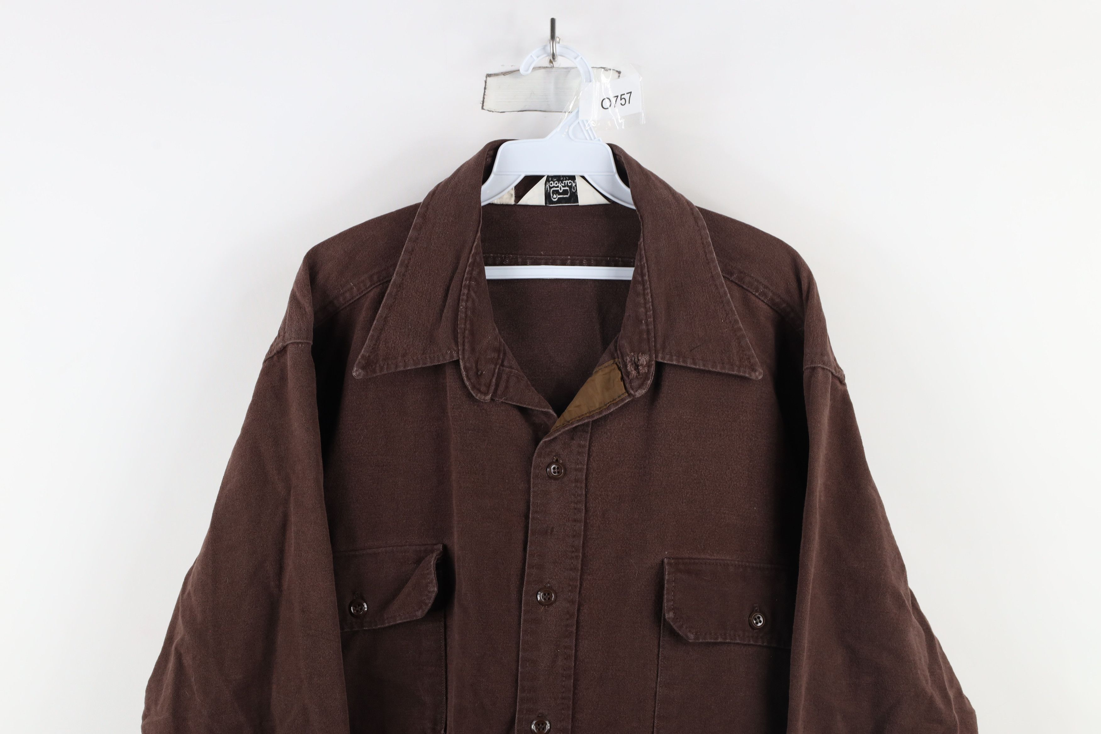 Vintage × Woolrich Woolen Mills Vintage 70s Woolrich Chamois Cloth Button Shirt Brown USA Size US XXL / EU 58 / 5 - 2 Thumbnail