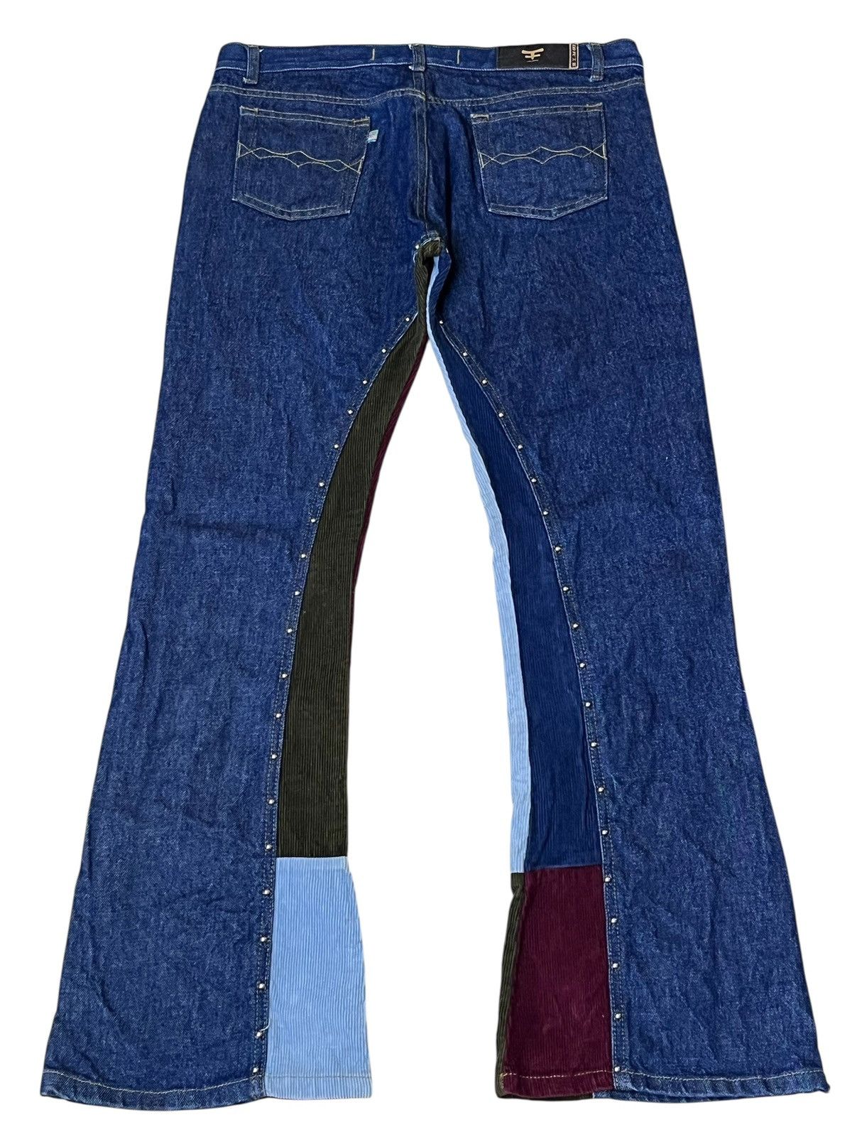 Japanese Brand sick🔥BEBE x KOSIUKO corduroy patchwork & bead flared jeans Size US 34 / EU 50 - 3 Thumbnail