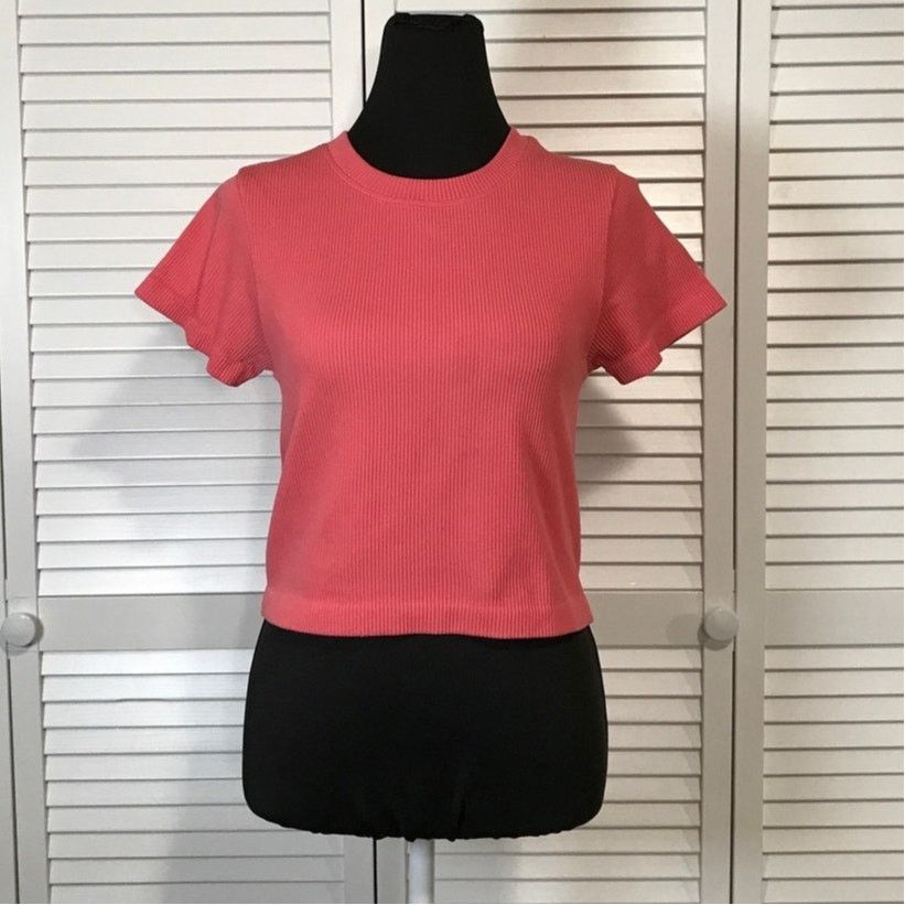 Other JoyLab Pink Crew Neck Ribbed Cropped Activewear Tee Women L Size L / US 10 / IT 46 - 1 Thumbnail