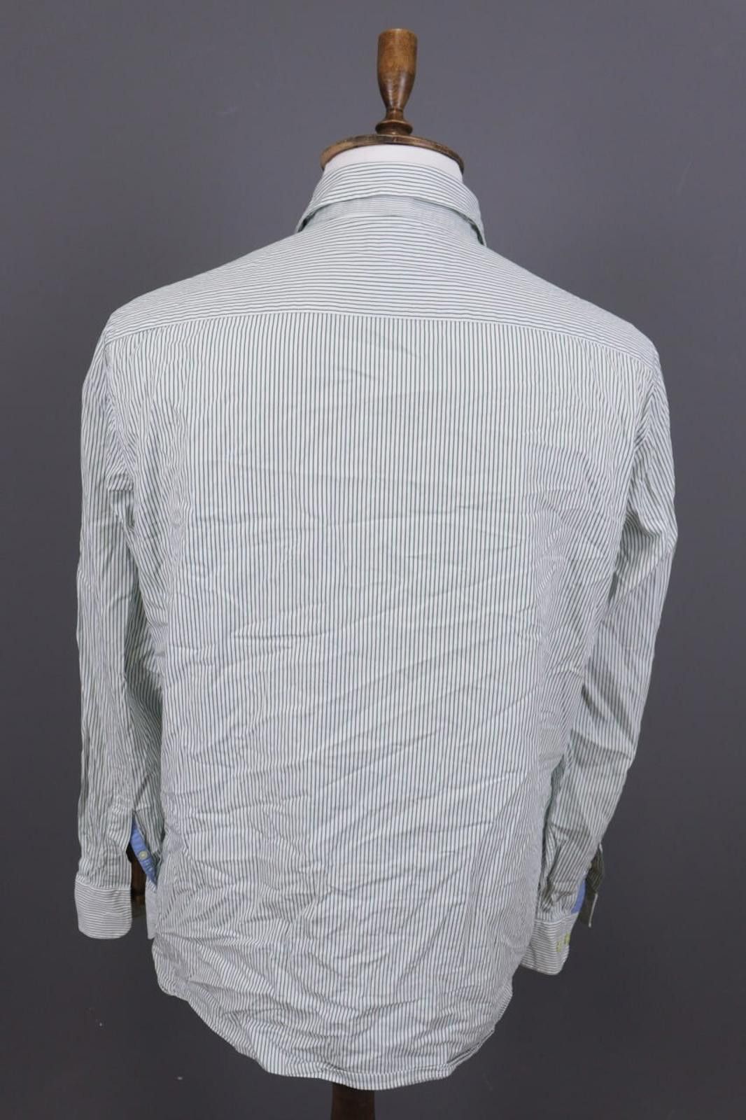 Designer Hackett London Classi Fit White Striped Down Shirt Size XL Size US XL / EU 56 / 4 - 11 Thumbnail