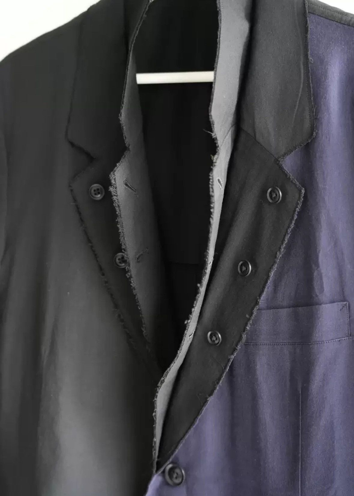 Yohji Yamamoto Yohji Yamamoto 11ss Black Blue Spliced Hairy Double Suit Size US L / EU 52-54 / 3 - 4 Thumbnail