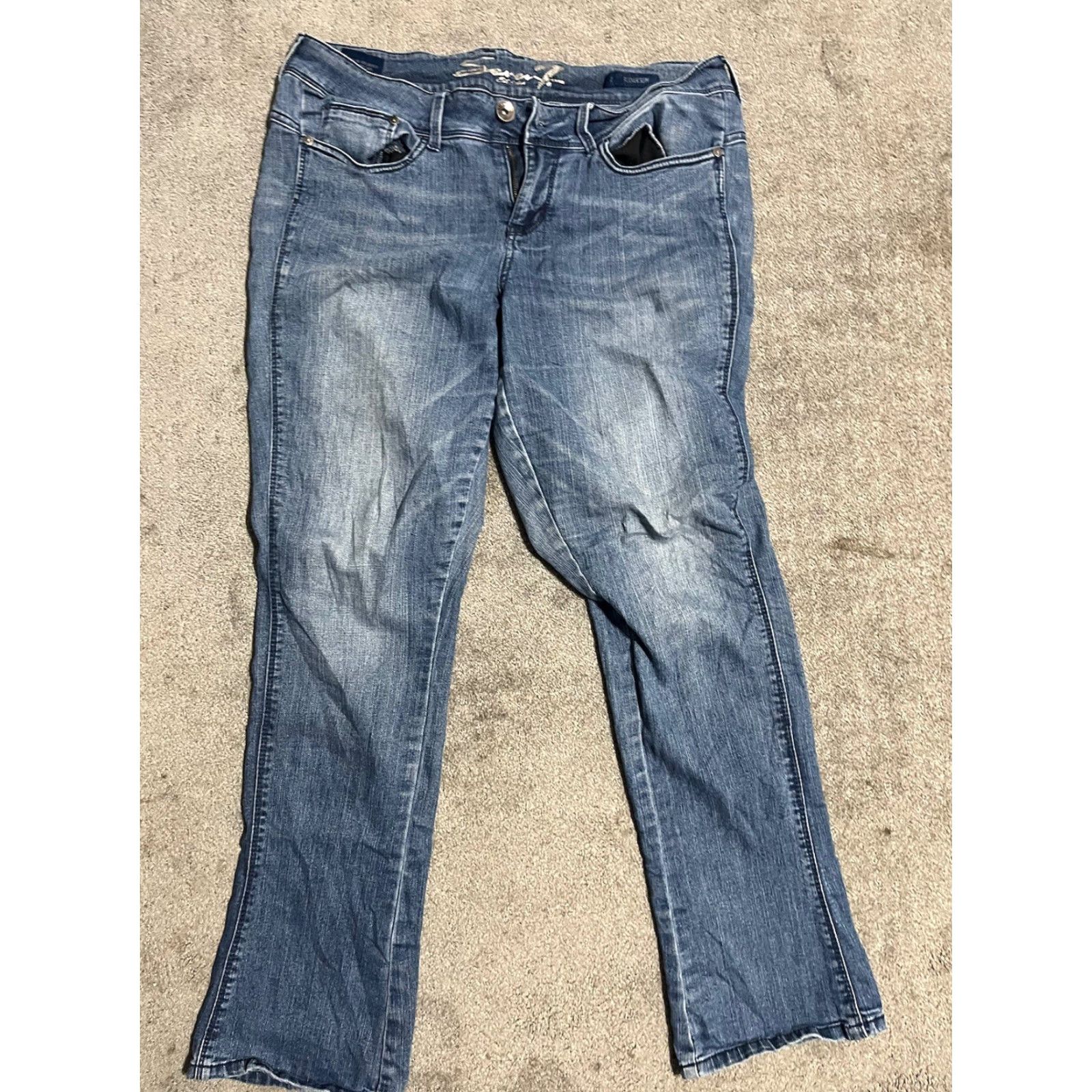 Vintage Seven7 Jeans Women Slim Denim Blue 12 Mid Rise Jeans Bottoms Size 34" / US 12 / IT 48 - 3 Thumbnail