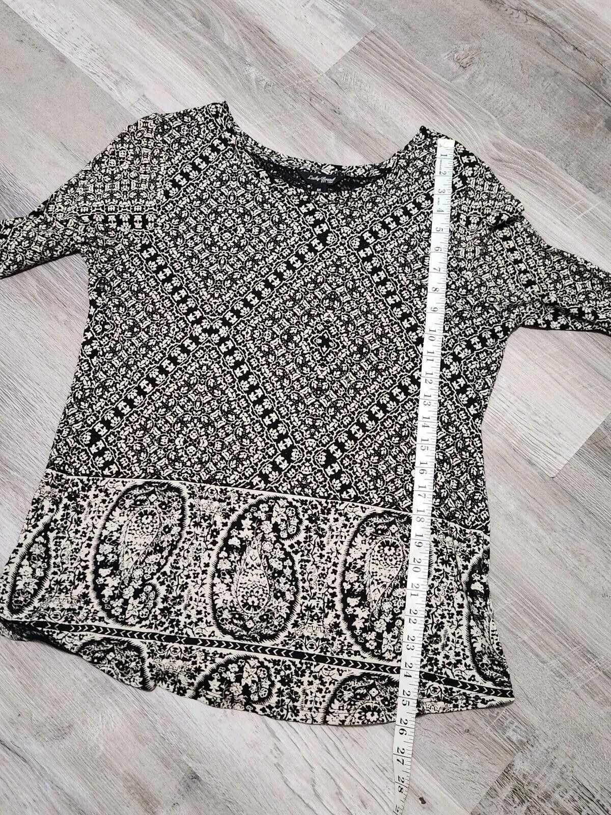 Lucky Brand Lucky Brand Top Medium Black White Paisley Long Sleeve Shirt Size M / US 6-8 / IT 42-44 - 6 Thumbnail