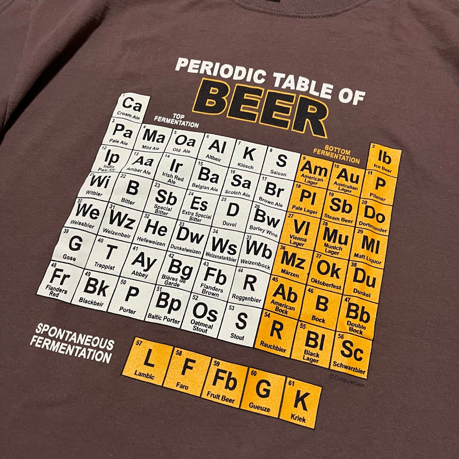 Gildan Brown Periodic Table of Beer ‘Scientific’ Graphic Shirt Lrg Size US L / EU 52-54 / 3 - 4 Thumbnail