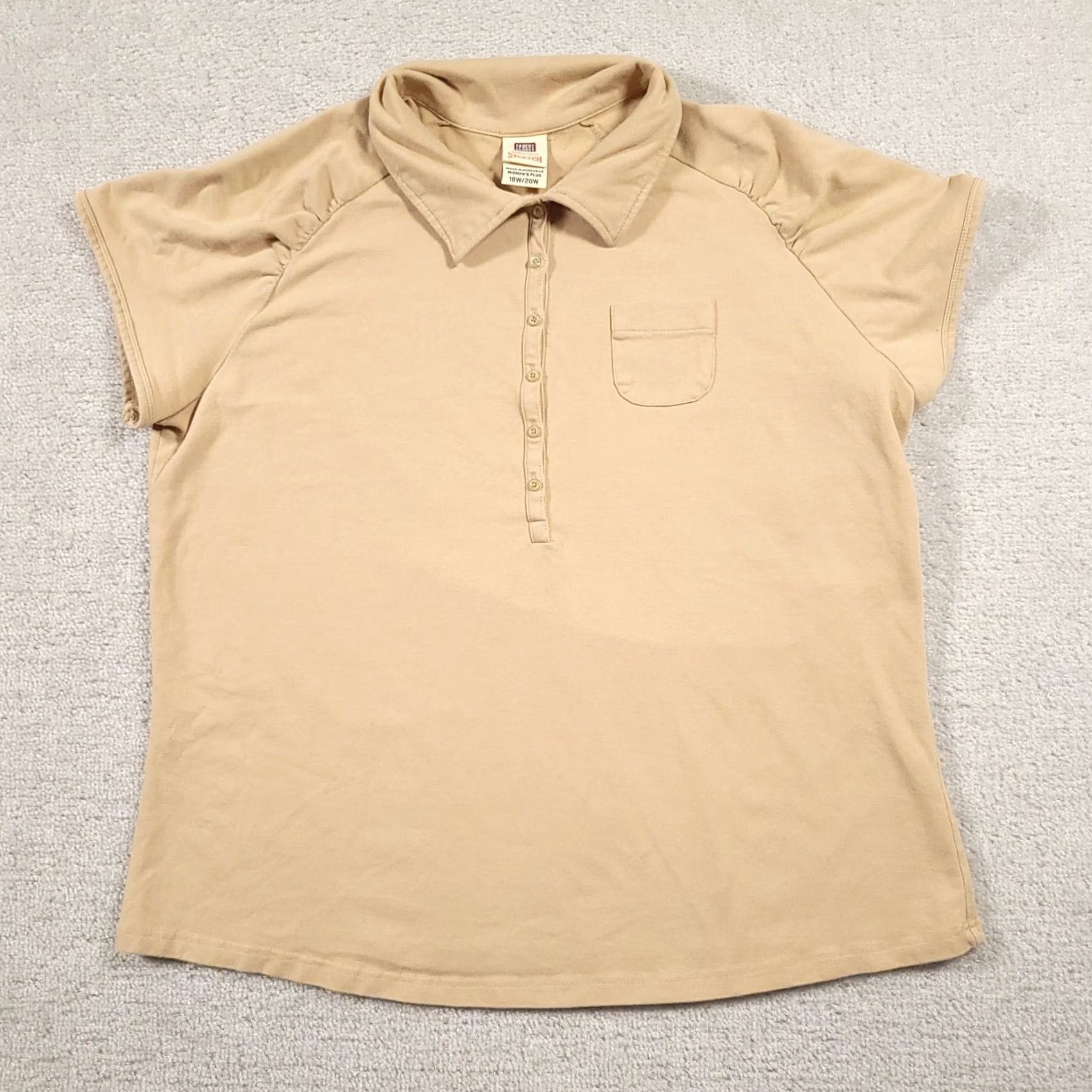 Faded Glory VINTAGE Faded Glory Polo Shirt Women's 18W Polo Short Sleeve Beige Slim Fit Stretch Cap Sleeve Size XXL / US 16-18 / IT 52-54 - 2 Thumbnail