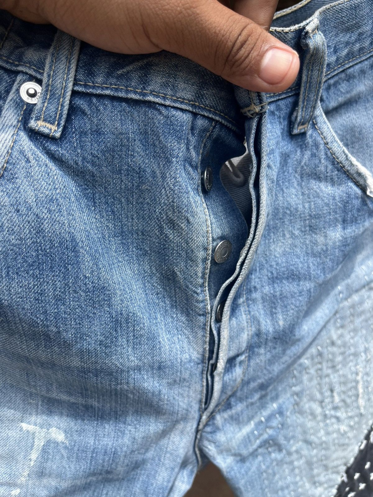 Vintage Thrashed faeded Levi’s Engineered Sashiko Boro Distressed Size US 35 - 4 Thumbnail